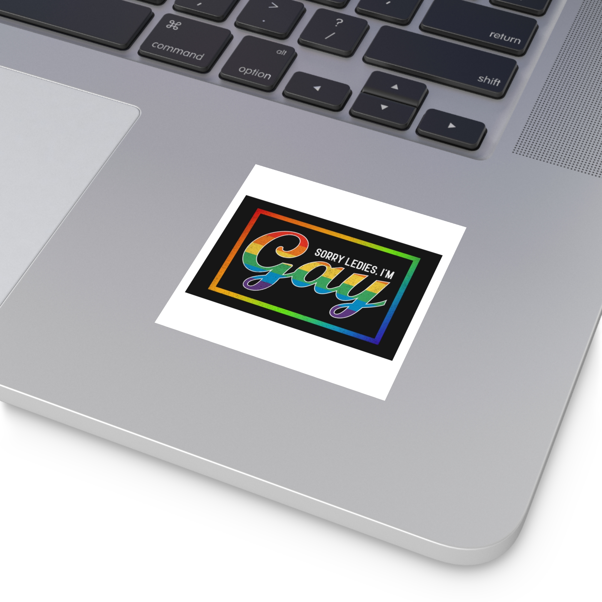 Pride Gay Rainbow Typography Vector Premium T Shirt(3) Laminate Stickers Square - Image 3