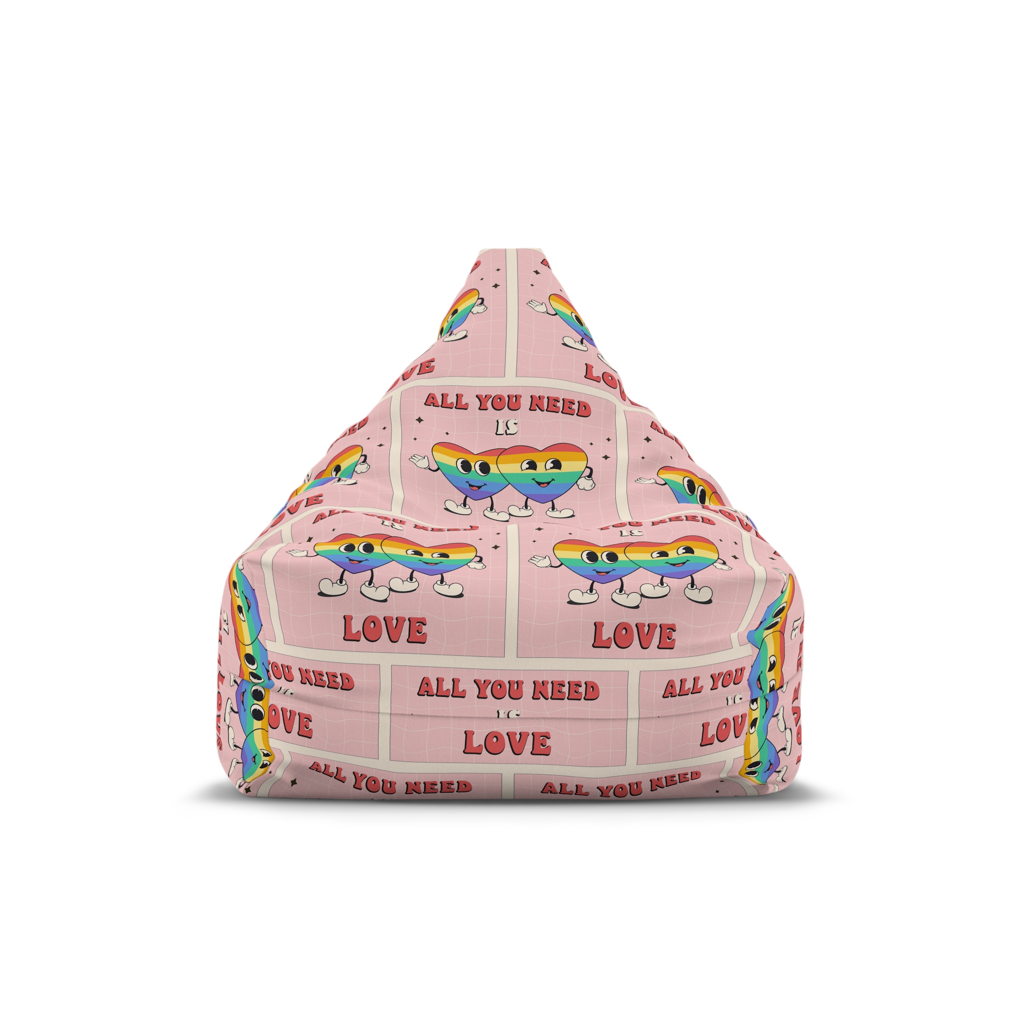 Lgbtq Pride Month Retro Groovy Poster Social Media Post Template With Rainbow Heart Bean Bag Chair Cover