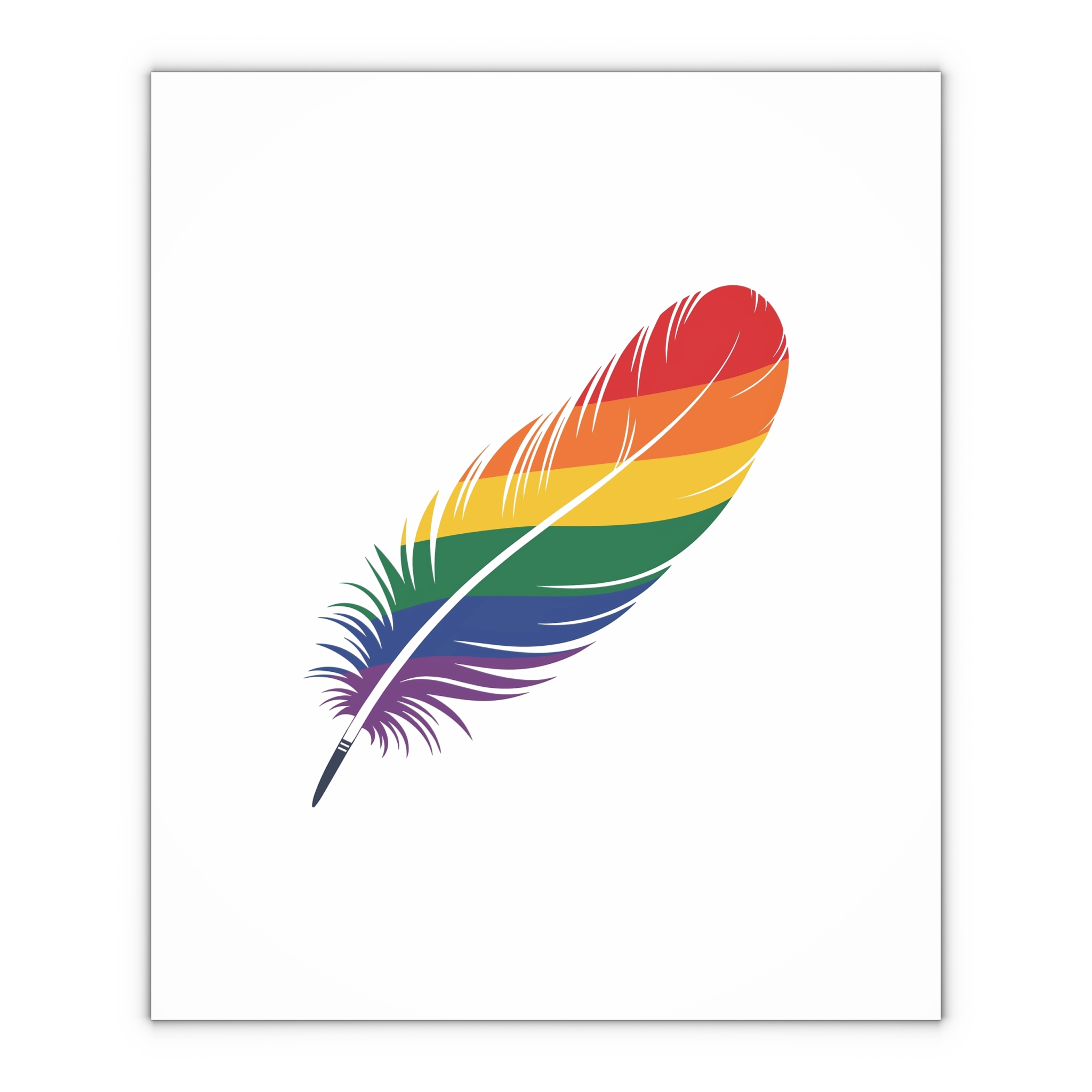 Single Feather Adorned With Vibrant Colors Rainbow Flag Gift Wrapping Paper Sheets 1pc - Image 4