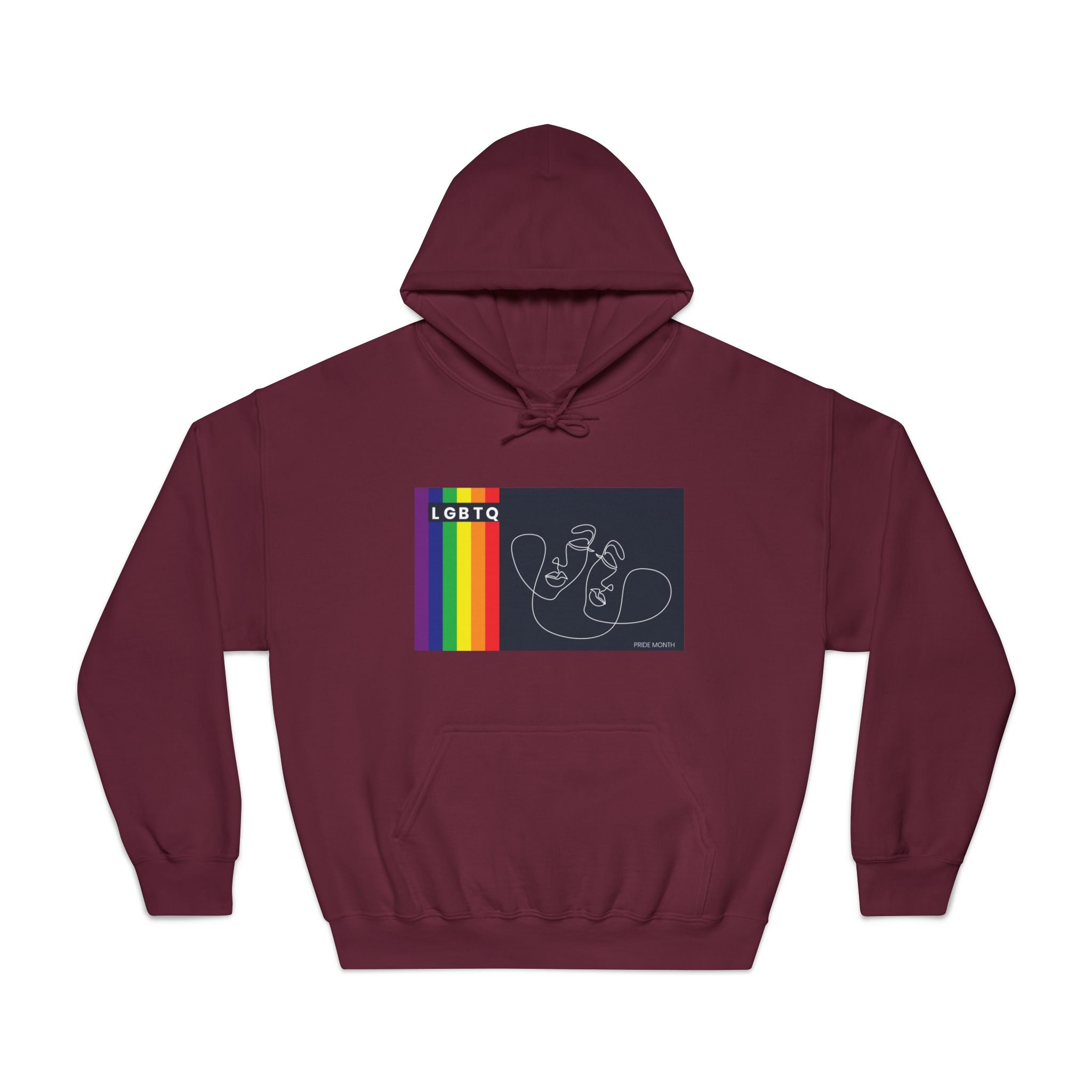 Lgbtq Pride Month Color Flag Dark Background With Female Couple Line Are Vector Illustration Unisex Dryblend Hooded Sweatshirt - Image 17