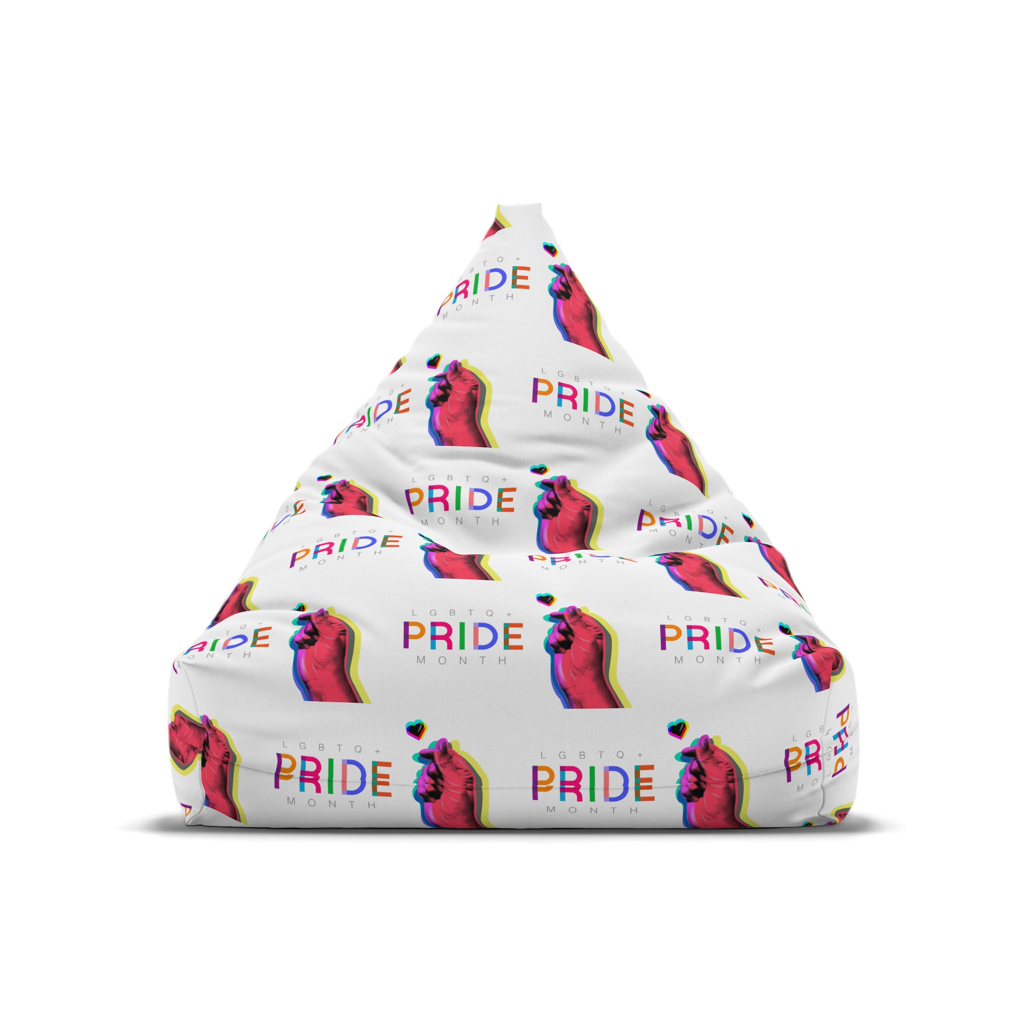 Pride Month Lgbtq Banner Gay Pride Month Rainbow Color Flat Design Hand Together Love Sign Typography Bean Bag Chair Cover - Image 5