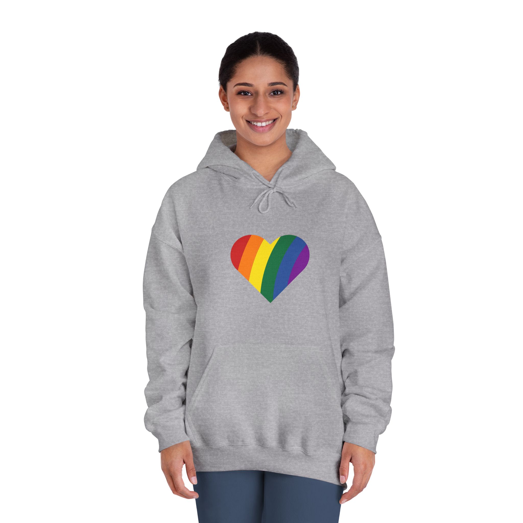 Minimalist Pride Heart Filled With Rainbow Colors Unisex Dryblend Hooded Sweatshirt - Image 16