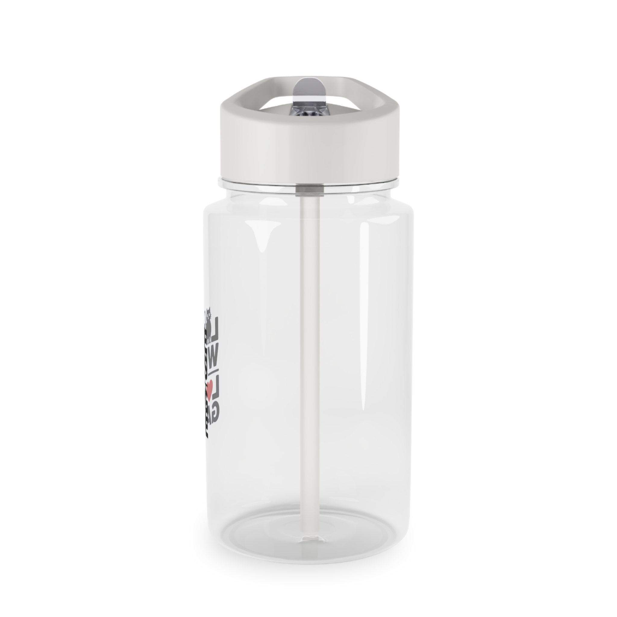 Love Wins Long Game With Black Cat Heart Illustration Tritan Water Bottle - Image 3
