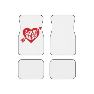 Love Wins Inscription Red Heart Pierced With Cupid39s Arrow Transparent Background Car Mats Set Of 4