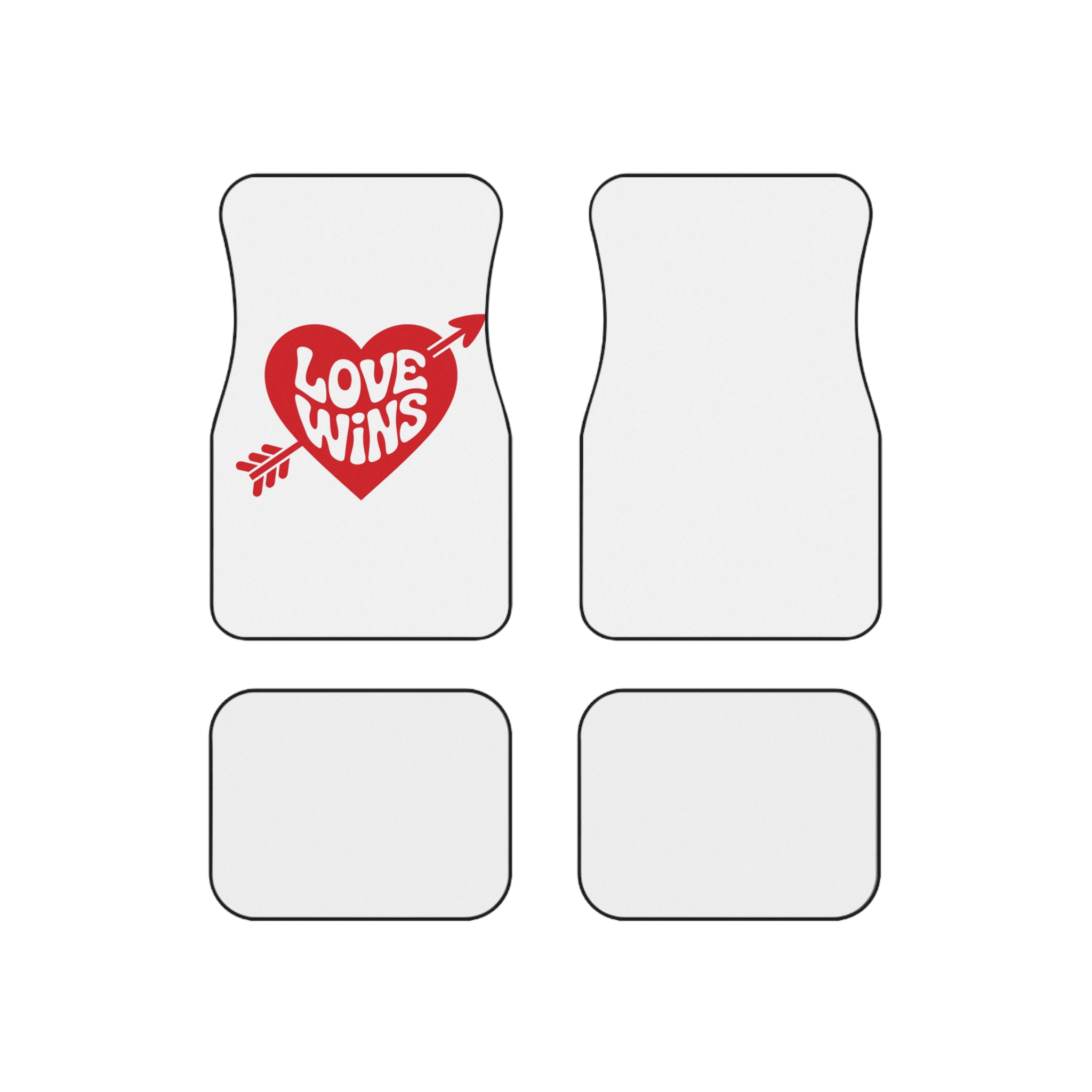 Love Wins Inscription Red Heart Pierced With Cupid39s Arrow Transparent Background Car Mats Set Of 4