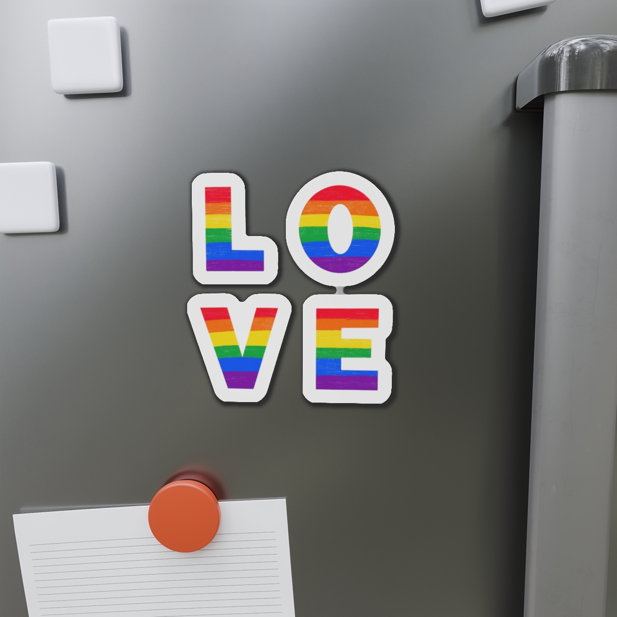 Letters Love Colored Rainbow Lgbtq Gay Pride Flag Colors Vector Lettering Lgbt History Month Pencil Crayon Textured Isolated Love Is Love Concept Die Cut Magnets - Image 11