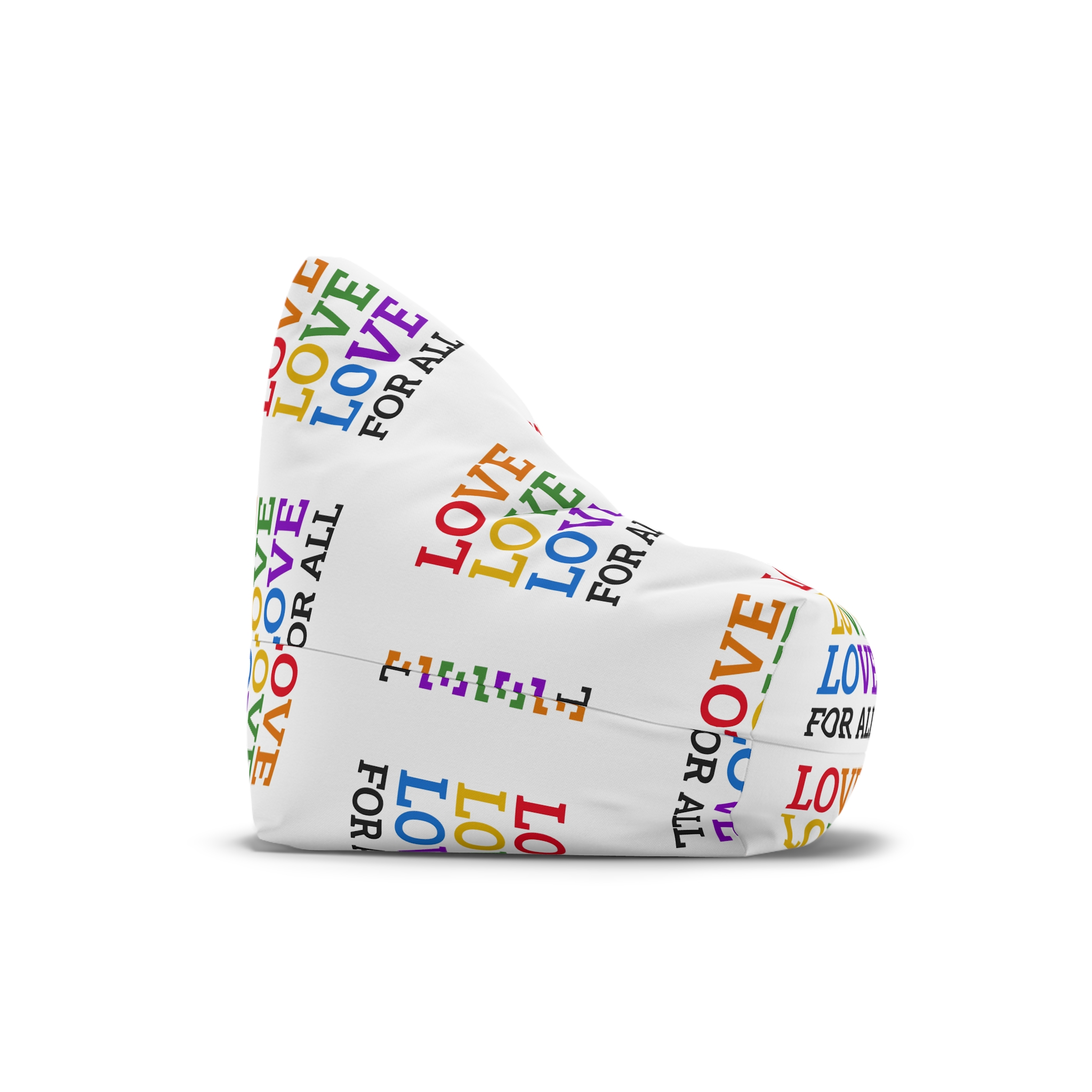 Love All Lgbtq Pride Month Positive Quote Rainbow Color Typographic Art White Background Bean Bag Chair Cover - Image 3
