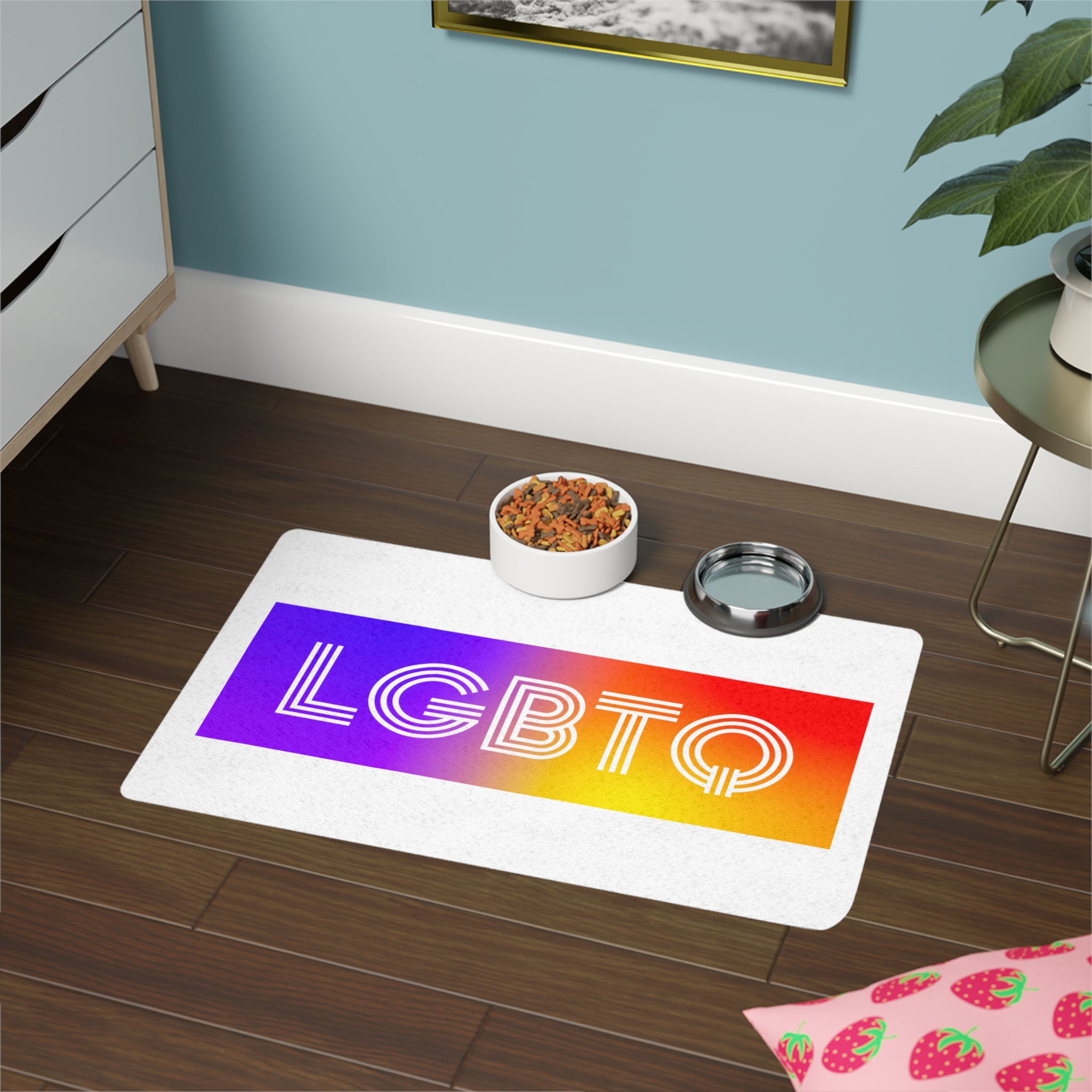 Lgbtq Typography With Rainbow Gradient Background Colorful Vibrant Pride Concept Poster Banner Pet Food Mat 12x18 - Image 4