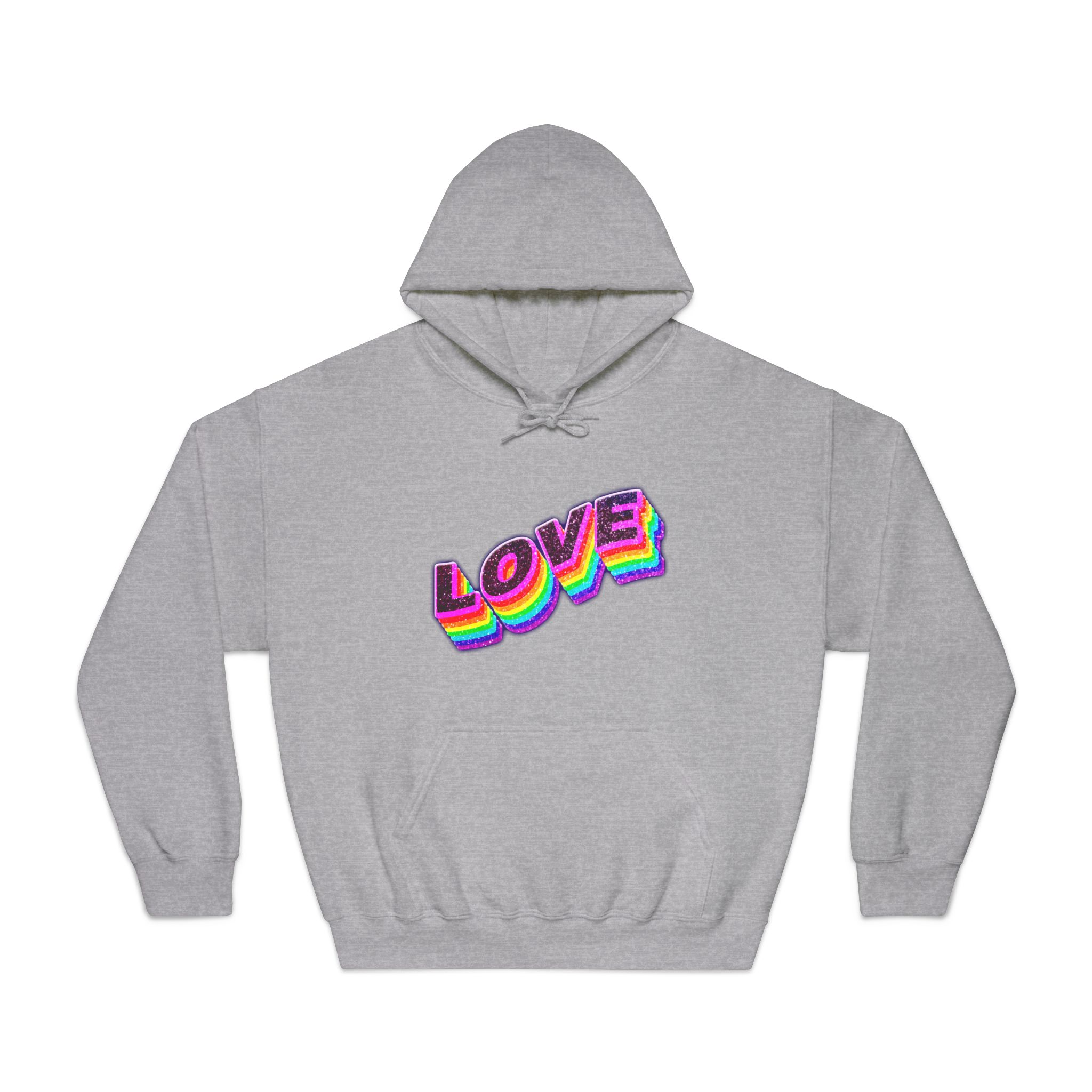 Love Png Word Rainbow Typography Unisex Dryblend Hooded Sweatshirt - Image 13