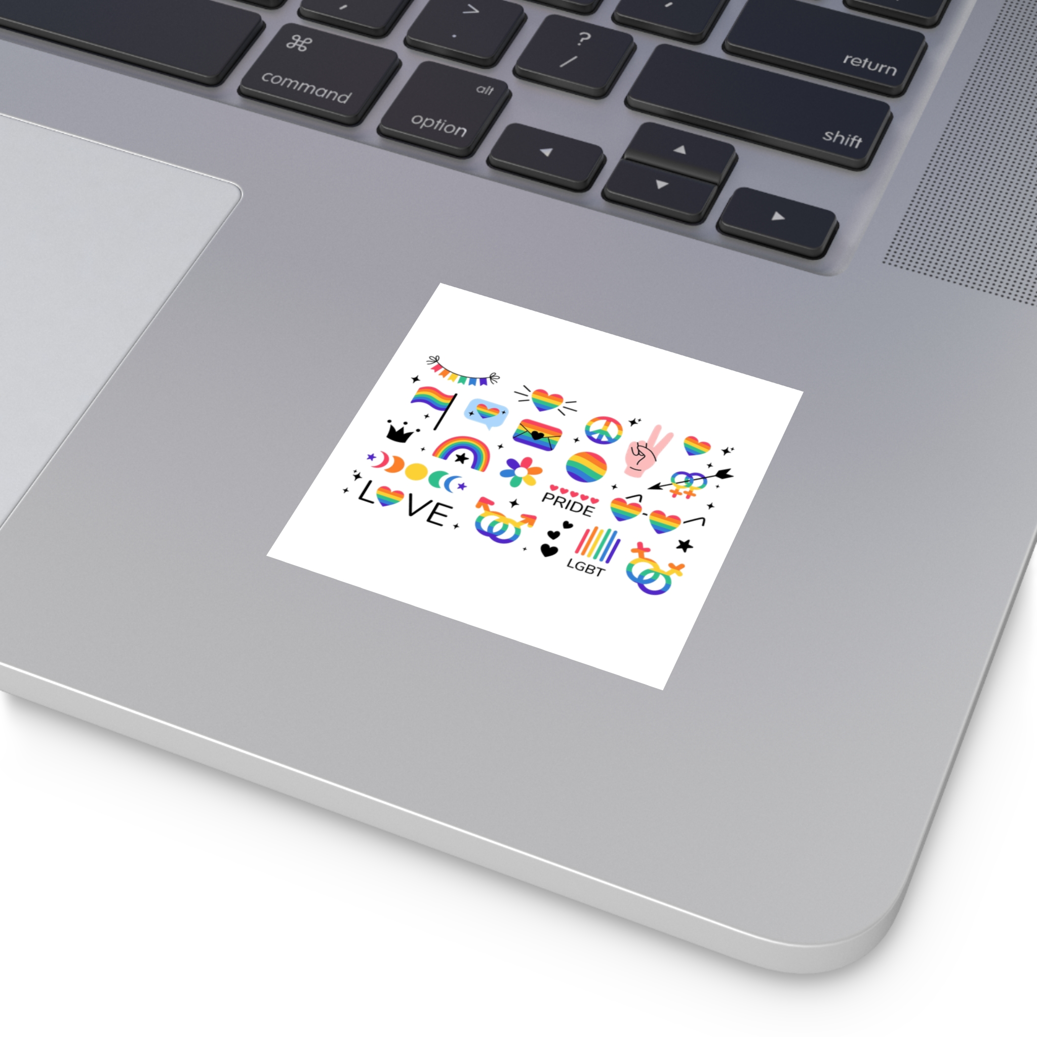 Lgbt Stickers Pack Doodle Style Lgbtq Set Lgbt Pride Community Symbols Rainbow Colored Element Laminate Stickers Square - Image 11