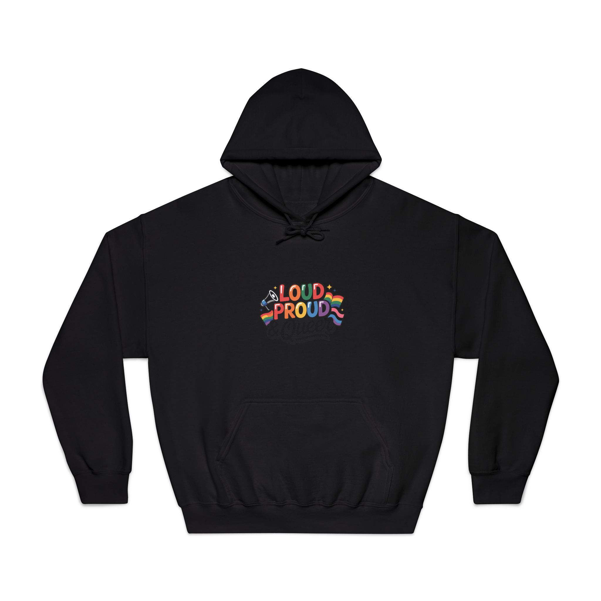 Loud Proud Queer T Shirt Design Isolated White Background 3 Unisex Dryblend Hooded Sweatshirt - Image 9