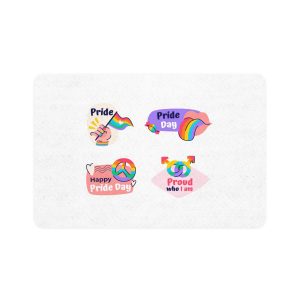 Flat Labels Collection Pride Month Celebration Pet Food Mat 12x18