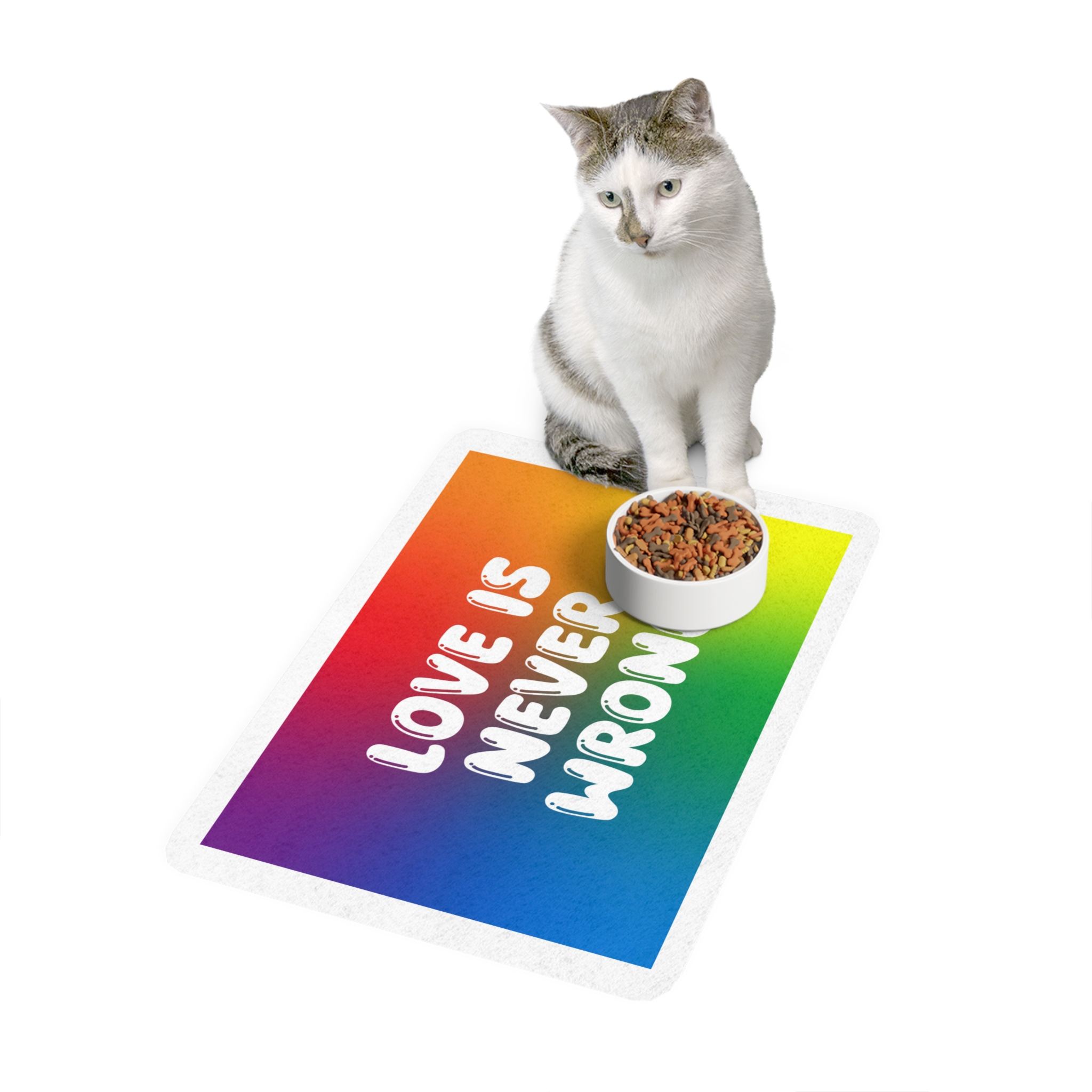 Horizontal Pride Month Vector Background Rainbow Colors Quote Typography Poster Banner Pet Food Mat 12x18 - Image 3
