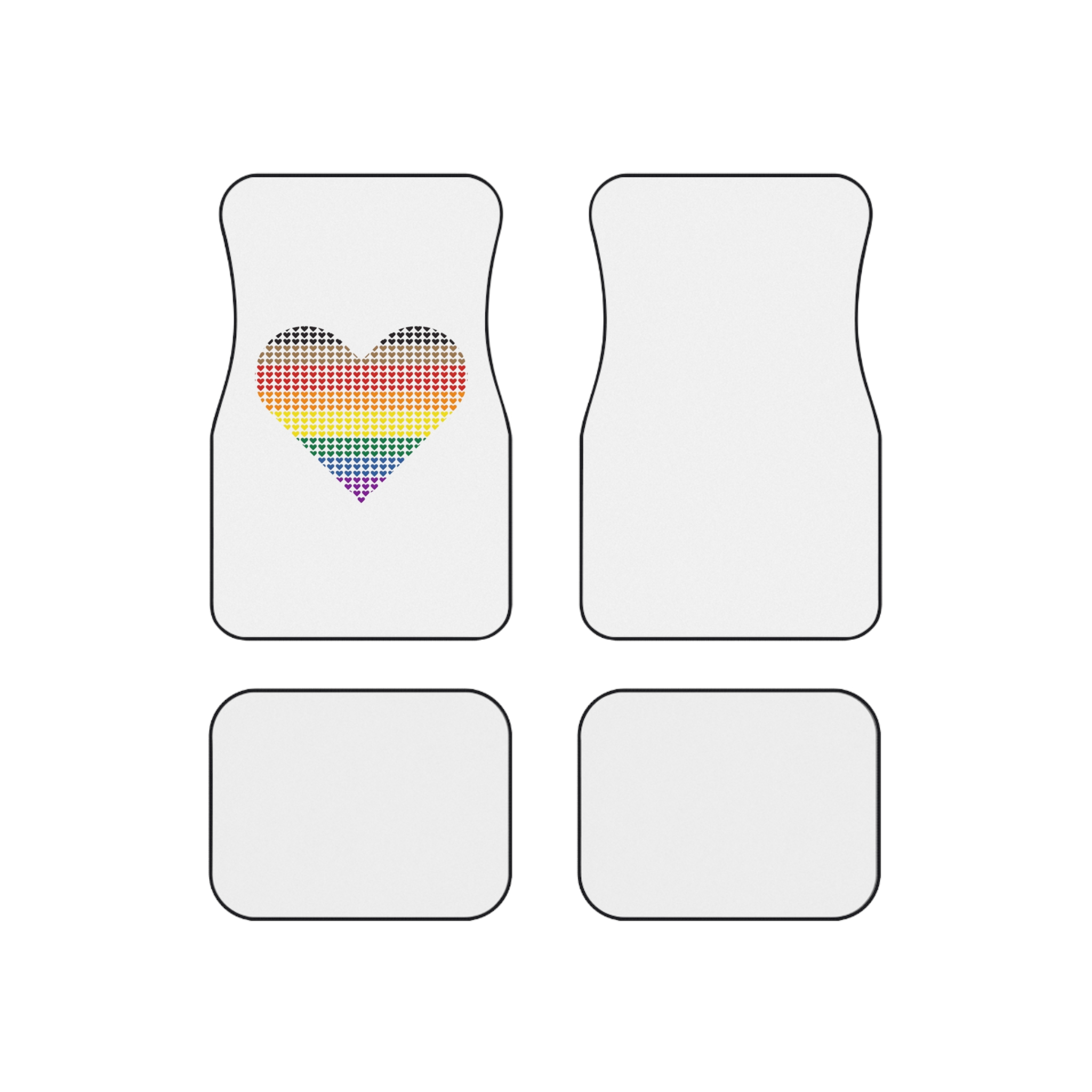 Pride Flag Heart Shape Icon With Heart Pattern Inside Heart Symbol With Black Brown Stripes Car Mats Set Of 4