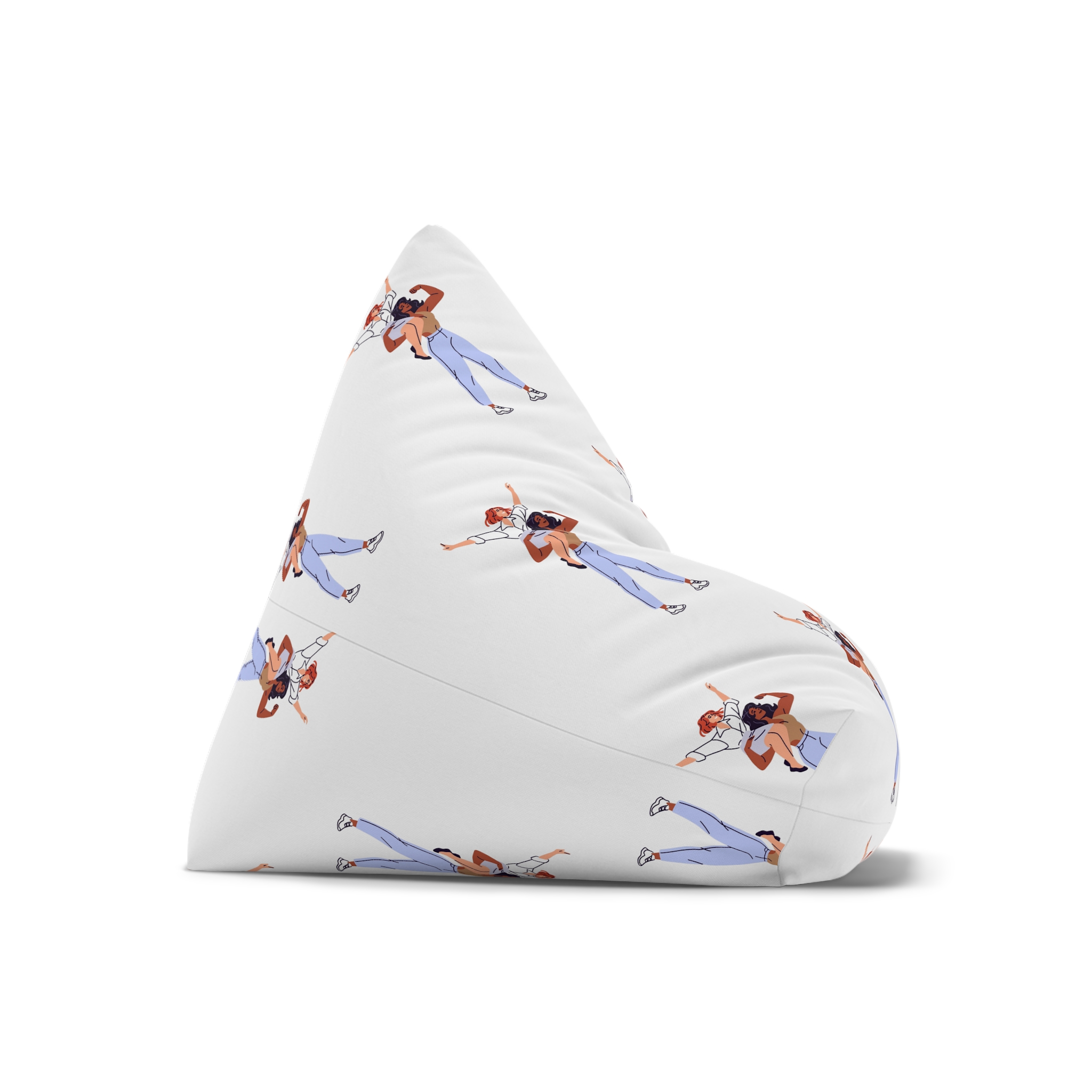 Happy Feminists Celebrate Success Winning Diverse Women Cheer Hands Up Support Feminism Strong Girl Holds Her Friend Shoulder Flat Isolated Vector Illustration White Background Bean Bag Chair Cover - Image 7