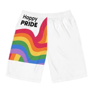 Happy Pride Month Rainbow Background Template Design Mens Board Shorts Aop