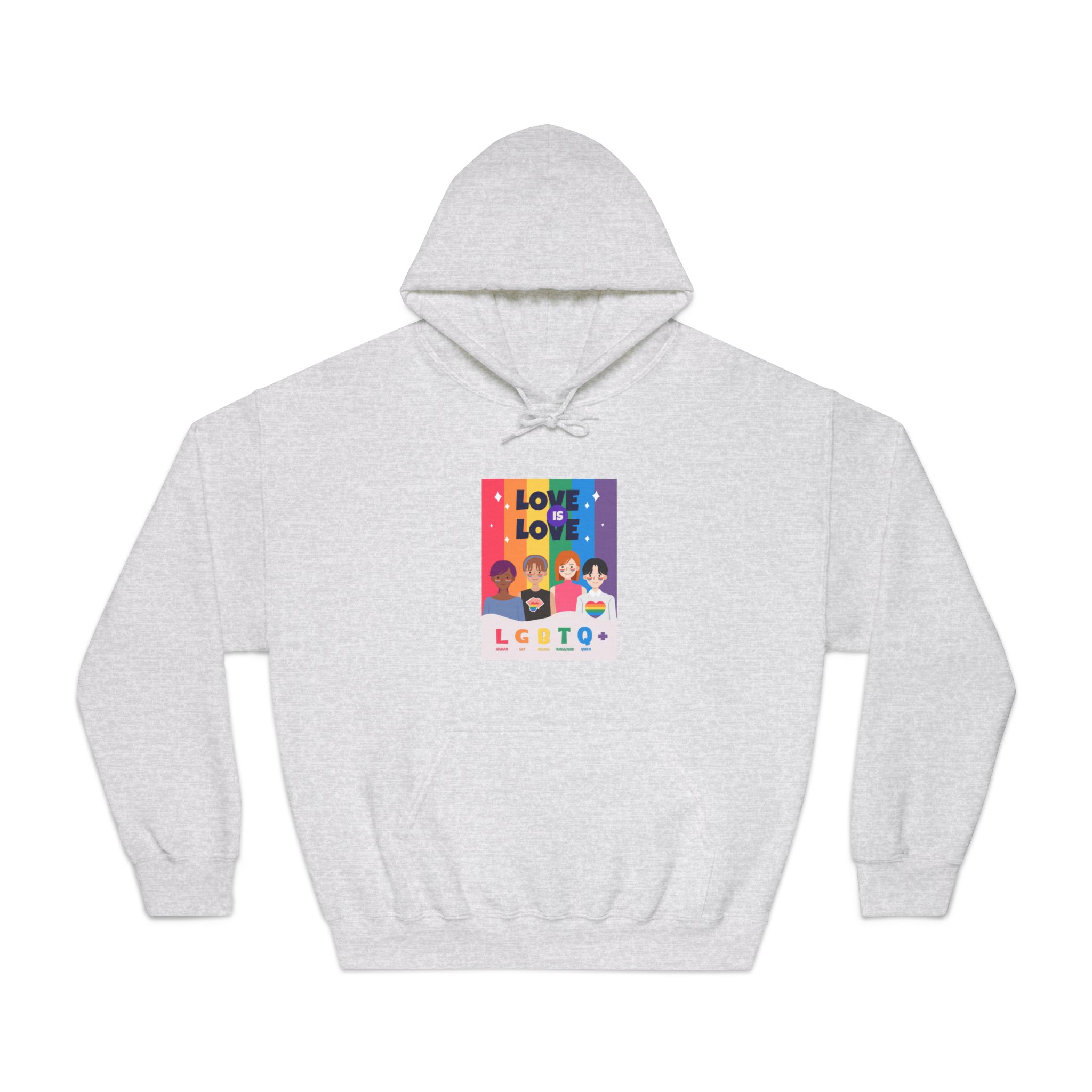 Lgbtq Pride Month Poster Vector With Diverse Characters Rainbow Celebrate Love Inclusivity Unisex Dryblend Hooded Sweatshirt - Image 5