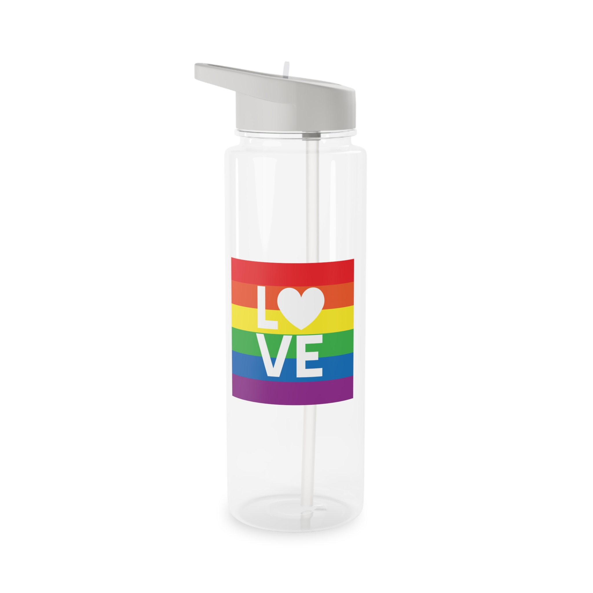 Love Lgbt Heart Squere White Tritan Water Bottle - Image 5