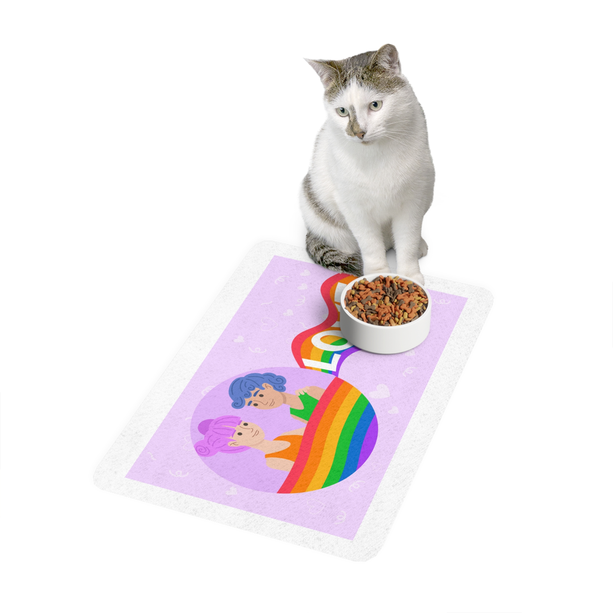 Joyful Group Holding Waving Pride Flag Pet Food Mat 12x18 - Image 3