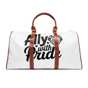 Ally With Pride T Shirt Design Isolated White Background 2 Waterproof Travel Bag
