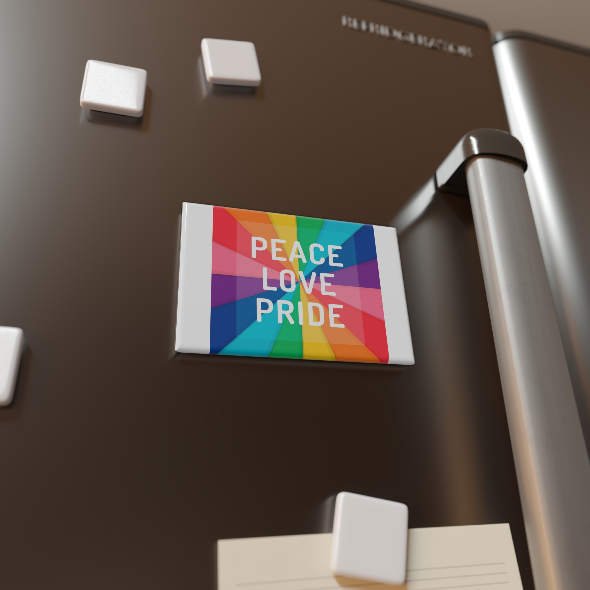 Rainbow Colored Background With Peace Love Pride Concept Pride Month Button Magnet Rectangle 1 And 10 Pcs - Image 4