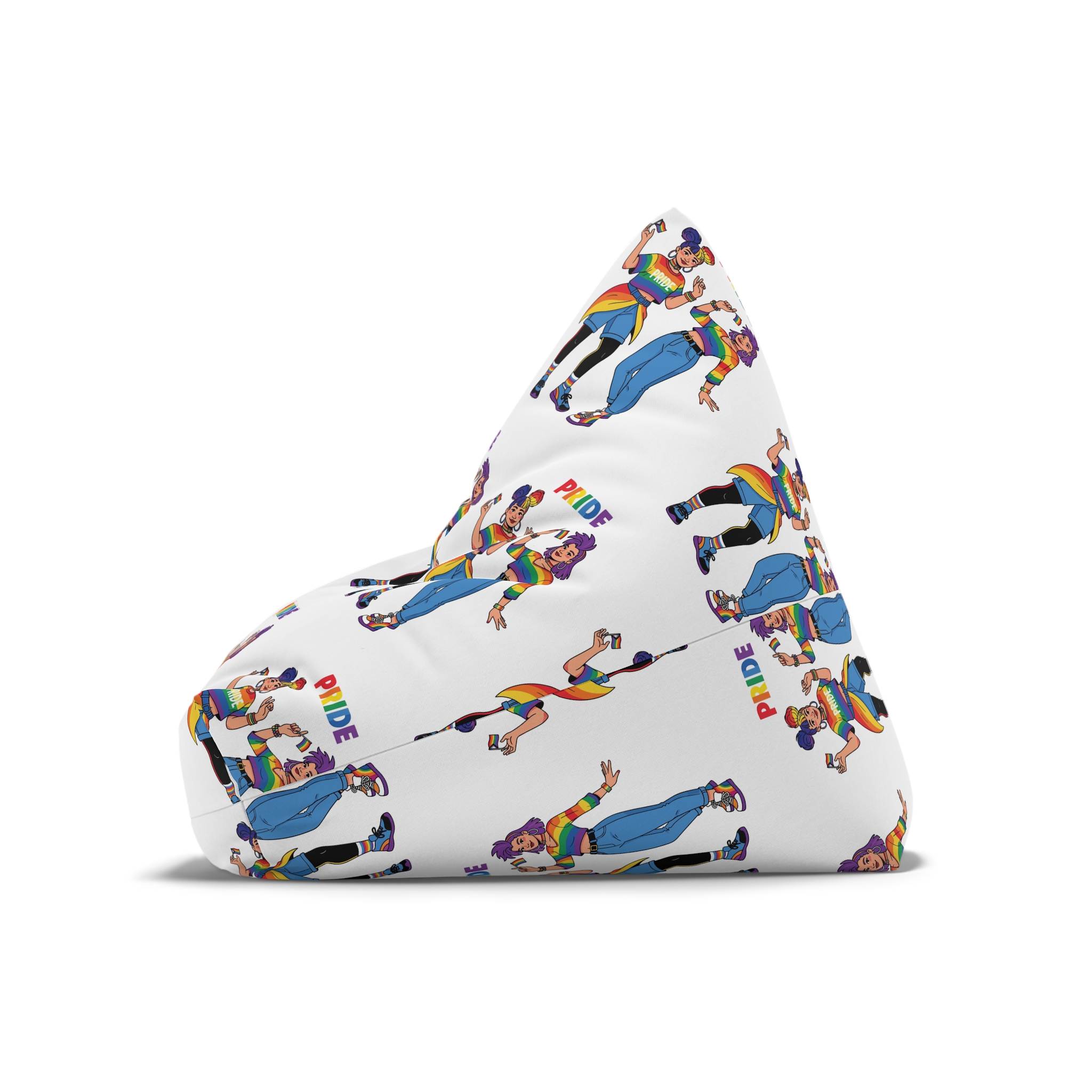 Two Diverse Young Women Celebrate Pride Month With Rainbow Flags Colorful Attire Bean Bag Chair Cover - Image 8