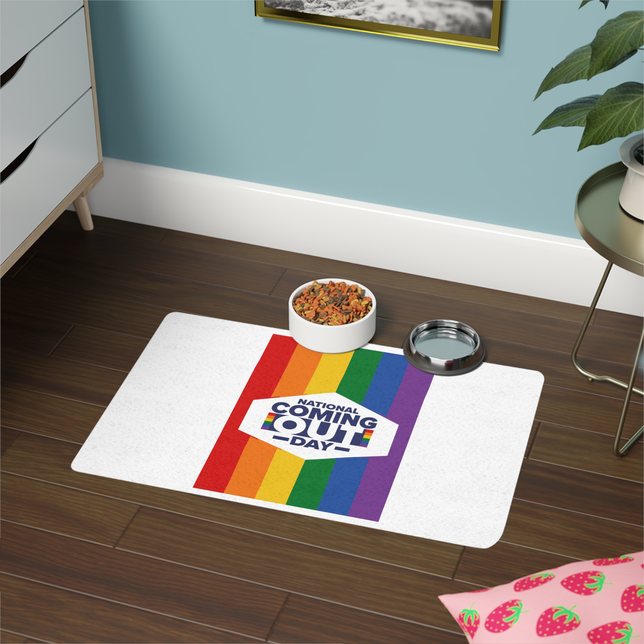 Coming Out Day Pride Month Lgbt Rainbow Flag Diversity Equality Free Love Vector Poster Pet Food Mat 12x18 - Image 4