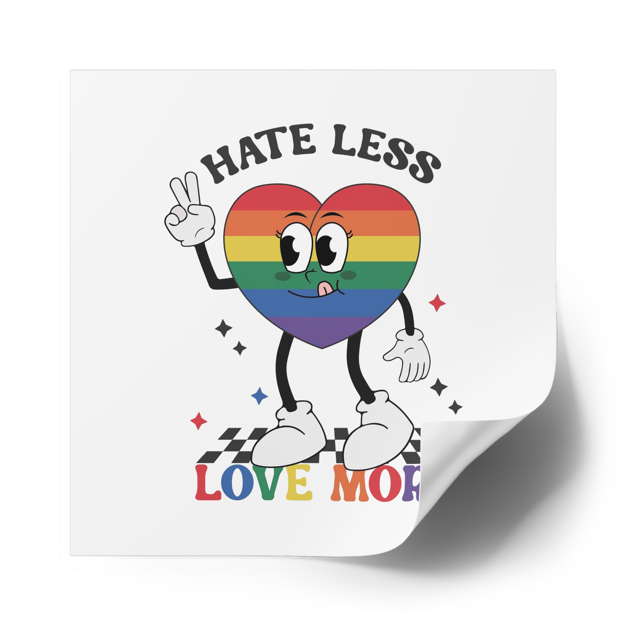 Heart With Words Hate Less Love More It Laminate Stickers Square - Image 54
