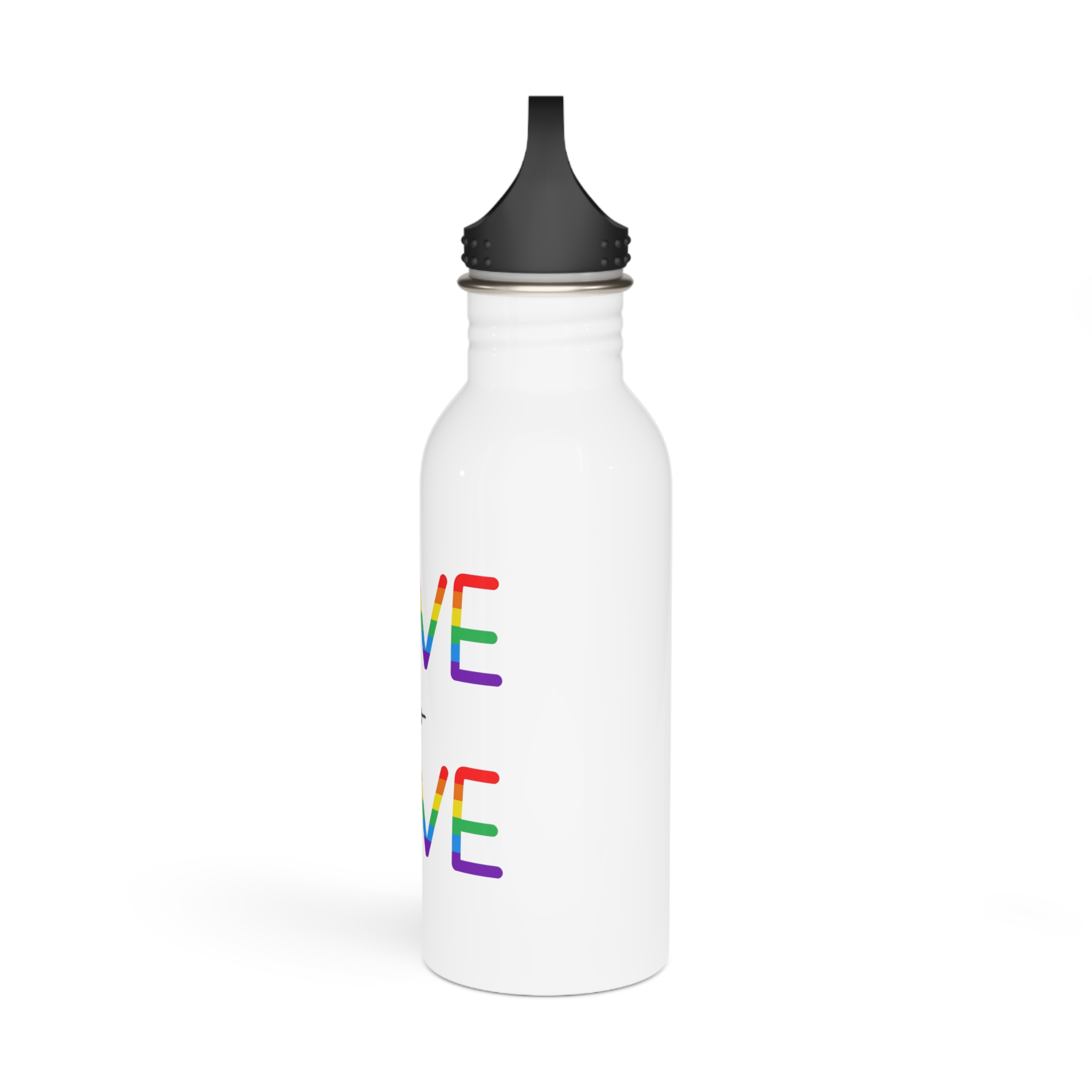 Vector Love Is Love Phrase Lgbt Text Lettering Rainbow Colors Stainless Steel Water Bottle - Image 4