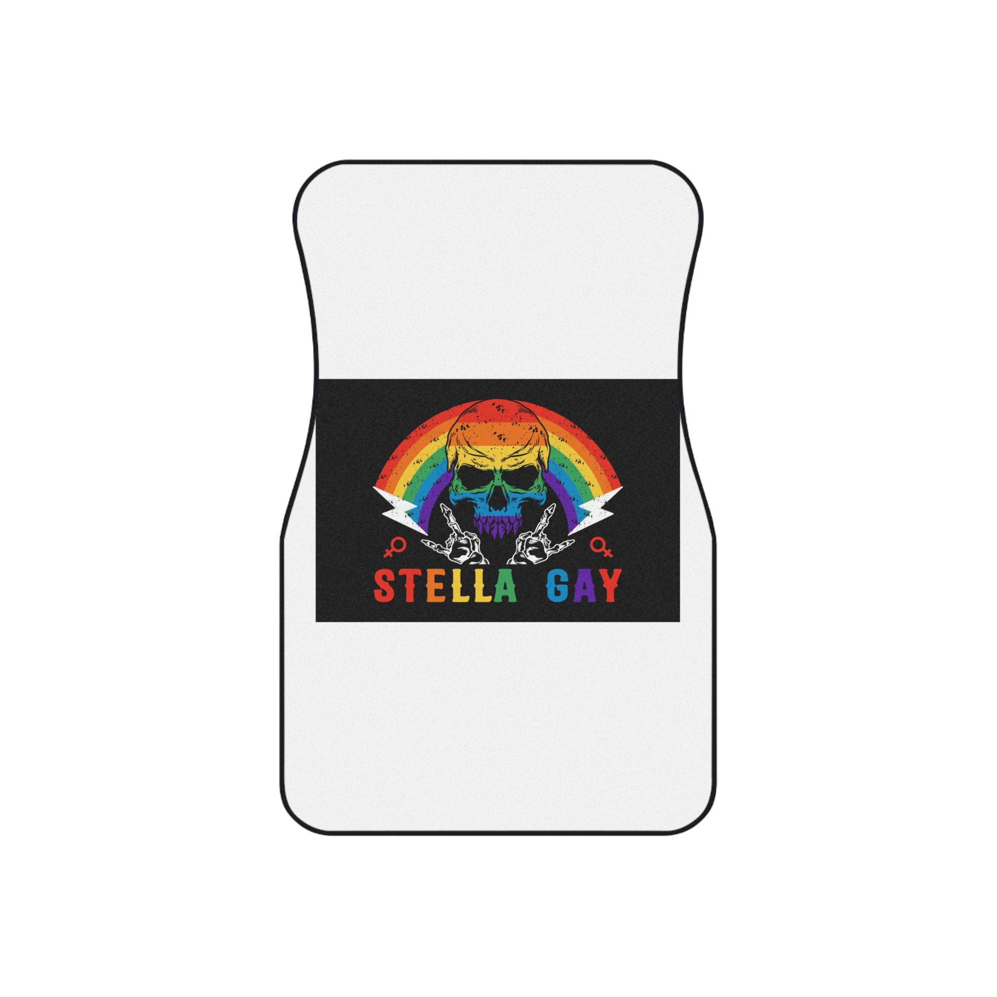 Stela Gay Skull Rainbow Gay Pride Vector T Shirt Car Mats Set Of 4 - Image 2