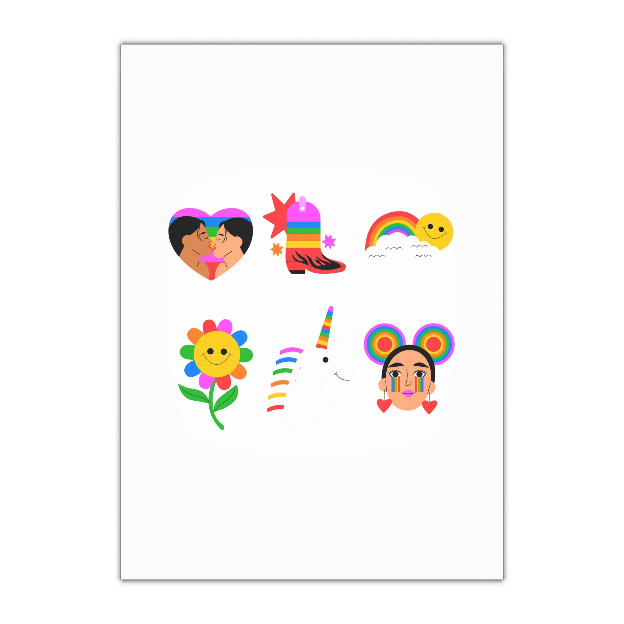 Flat Design Elements Collection Pride Month Celebration Gift Wrapping Paper Sheets 1pc