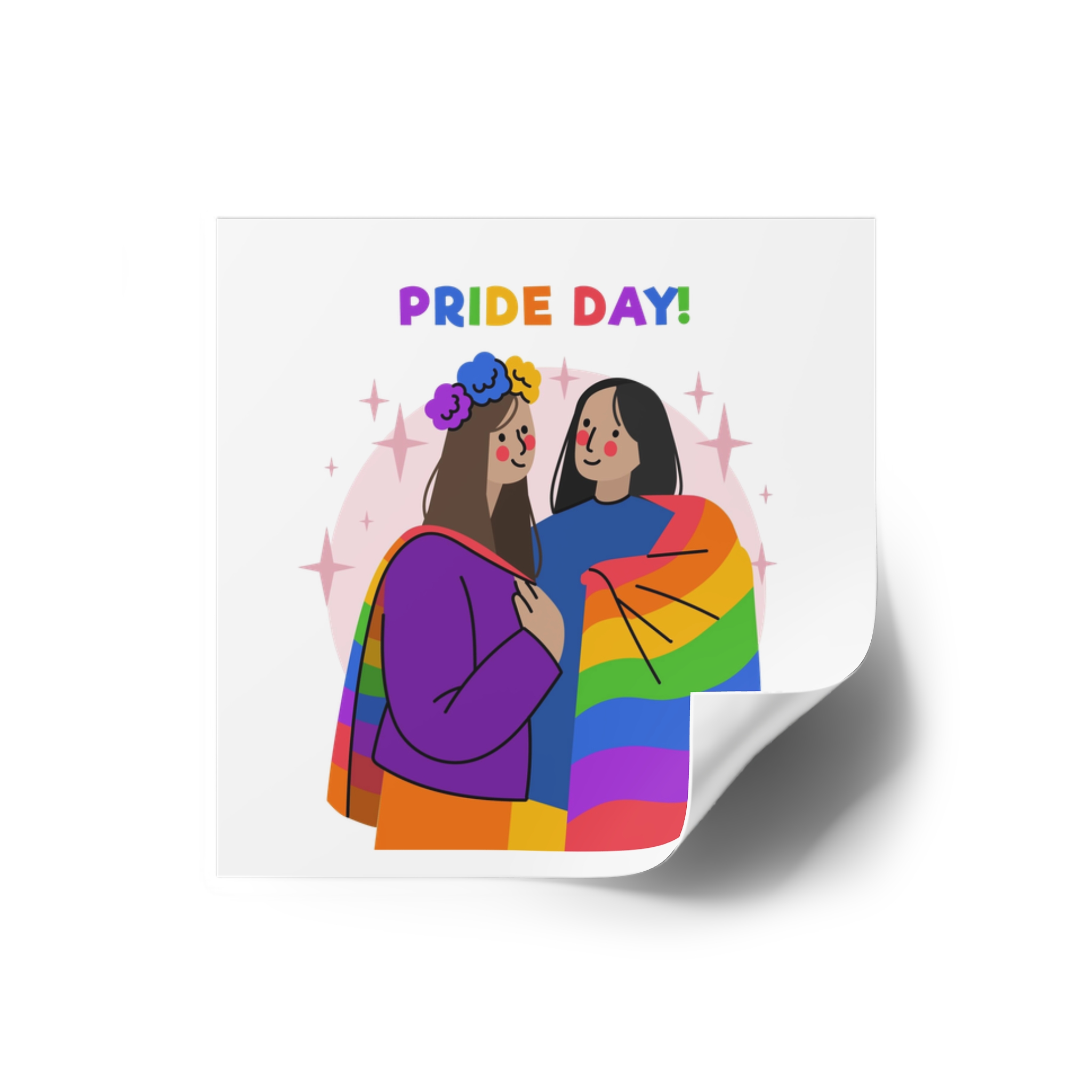 Hand Drawn Pride Day Illustration Laminate Stickers Square - Image 2