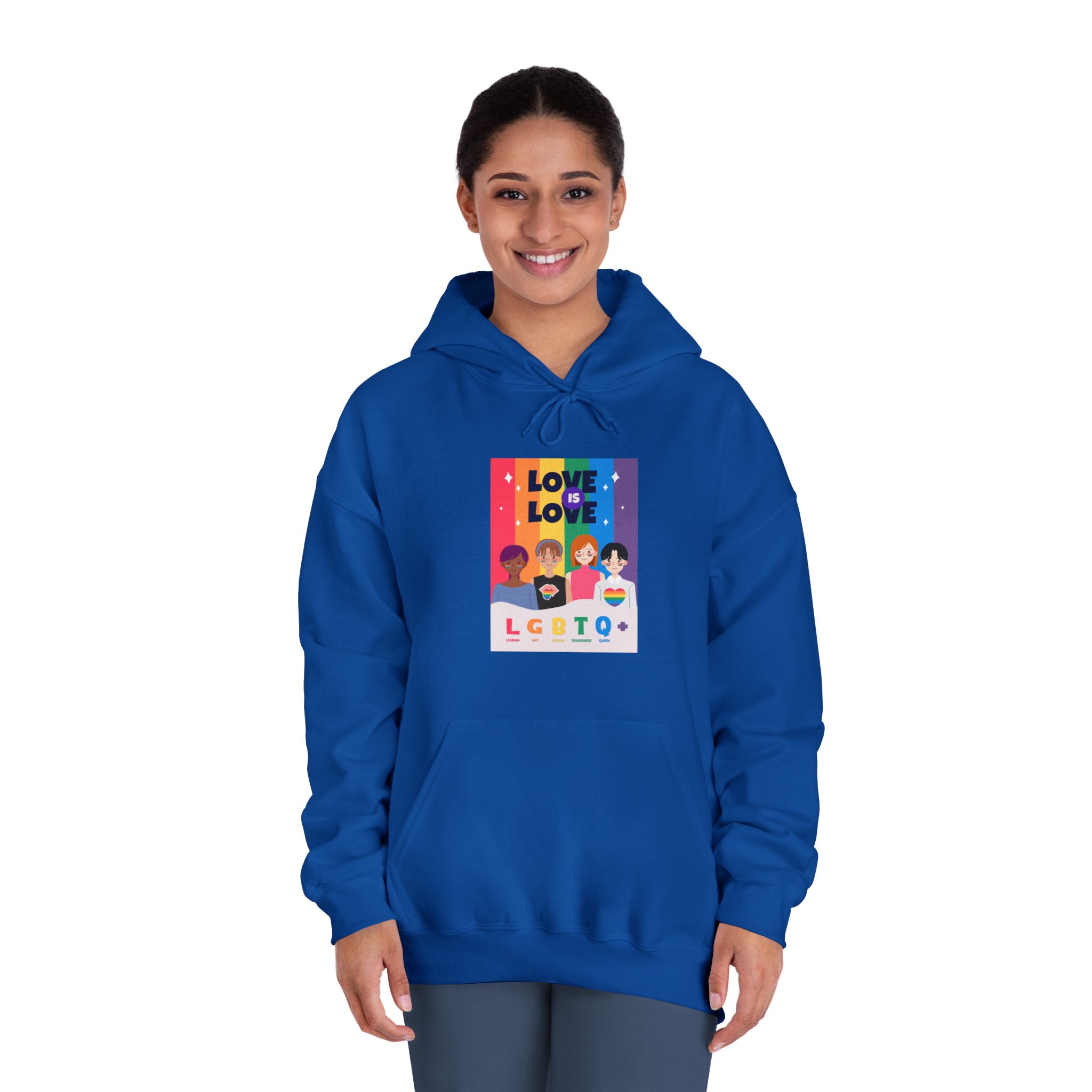 Lgbtq Pride Month Poster Vector With Diverse Characters Rainbow Celebrate Love Inclusivity Unisex Dryblend Hooded Sweatshirt - Image 28