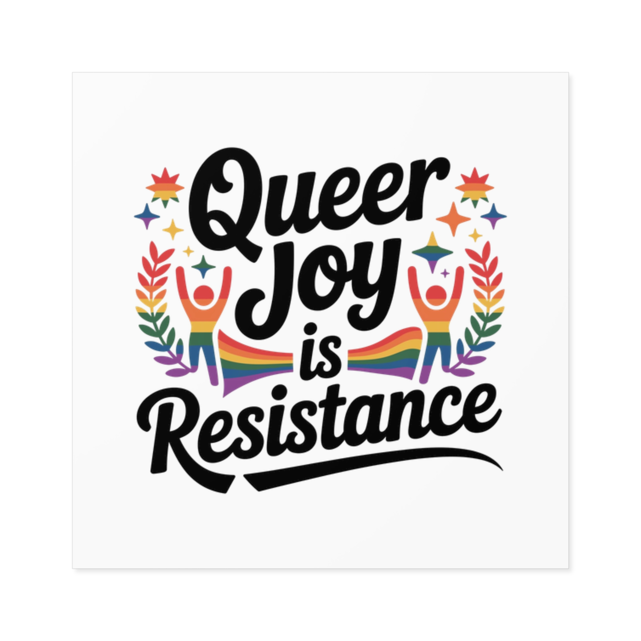 Queer Joy Is Resistance T Shirt Design Isolated White Background Laminate Stickers Square