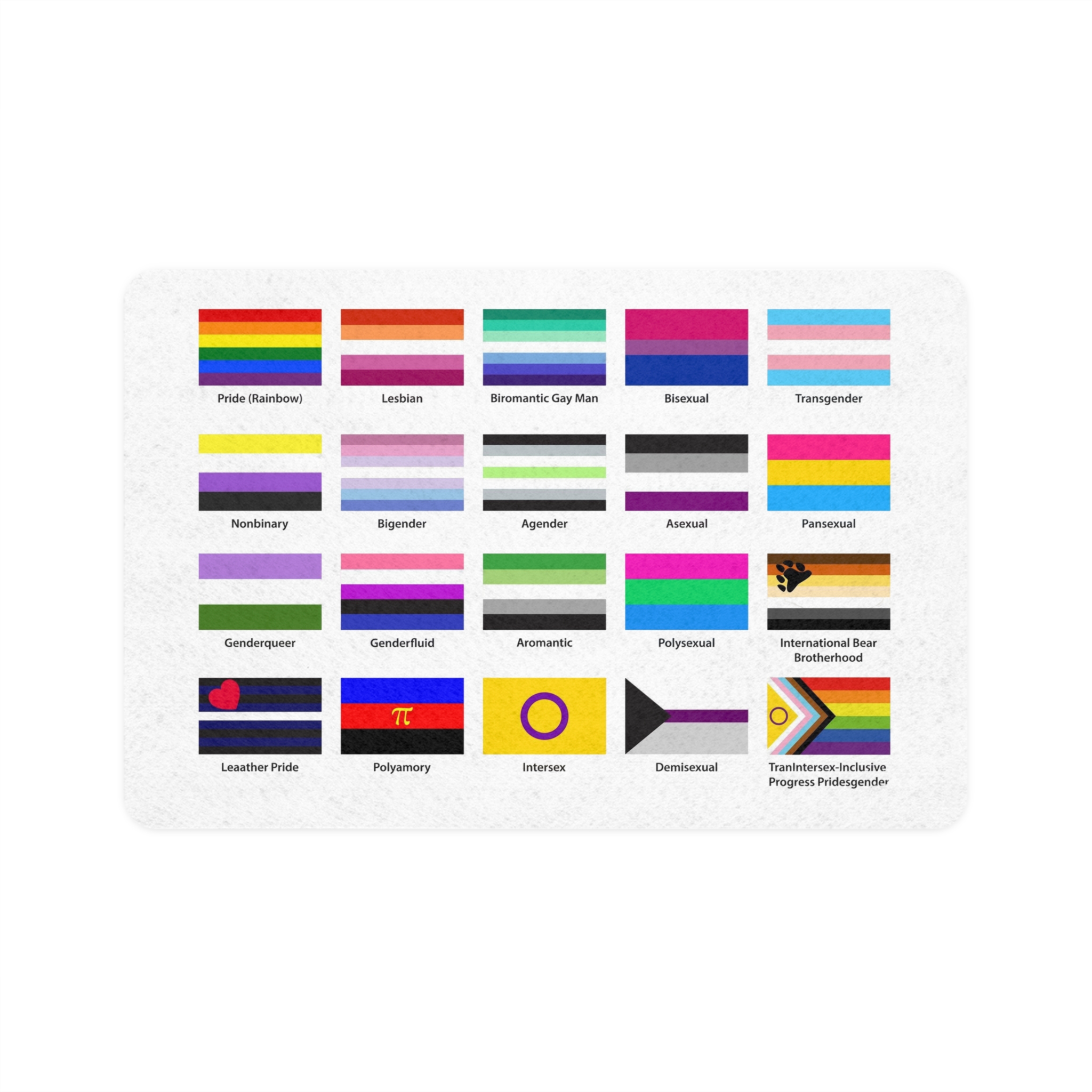 Lgbtq Community Flags Set Lgbt Sexual Identity Pride Flags Collection Rainbow Lesbian Gay Bisexual Pet Food Mat 12x18