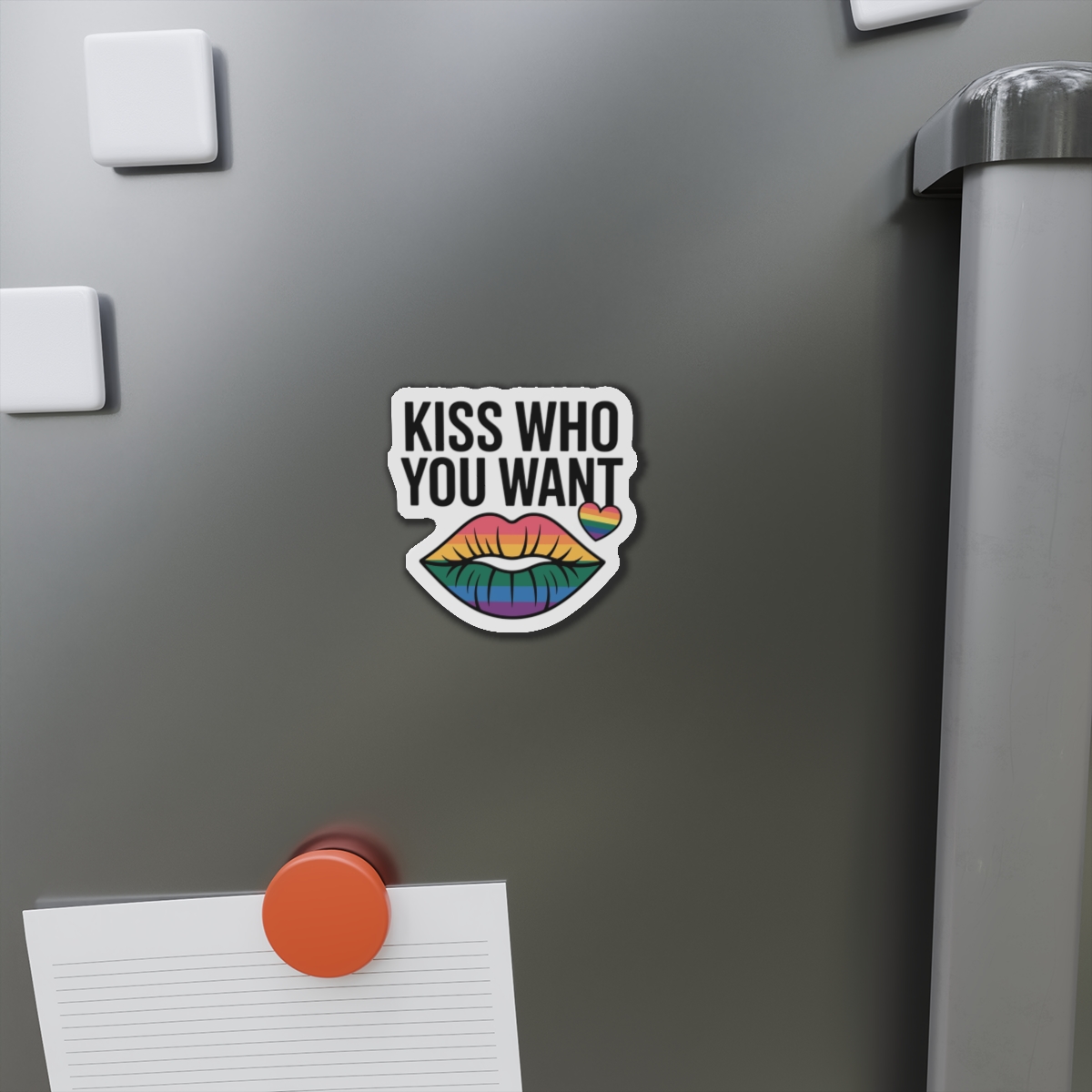 Kiss Who You Want T Shirt Design Isolated White Background Die Cut Magnets - Image 5
