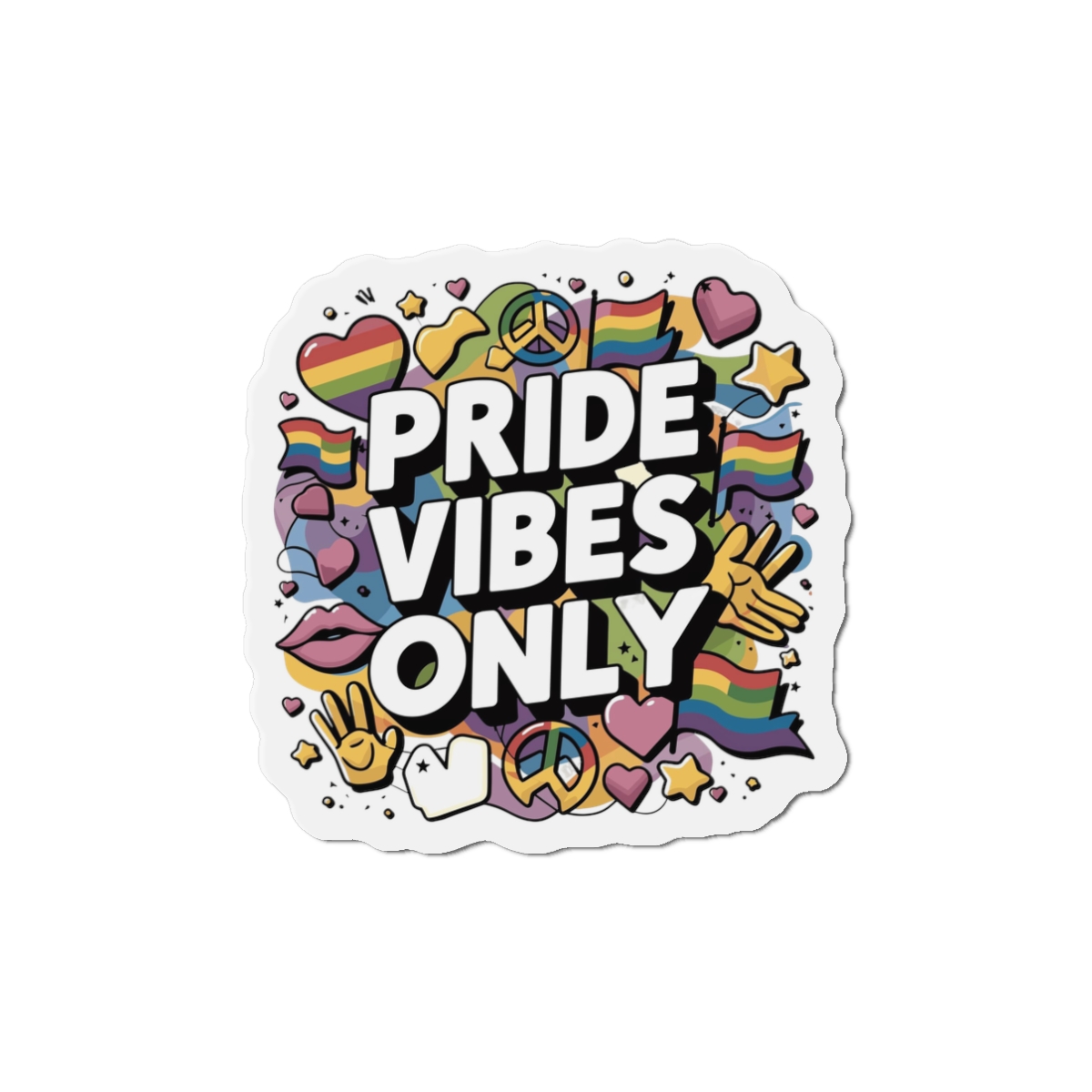 Pride Vibes Only T Shirt Design Isolated White Background Die Cut Magnets - Image 4