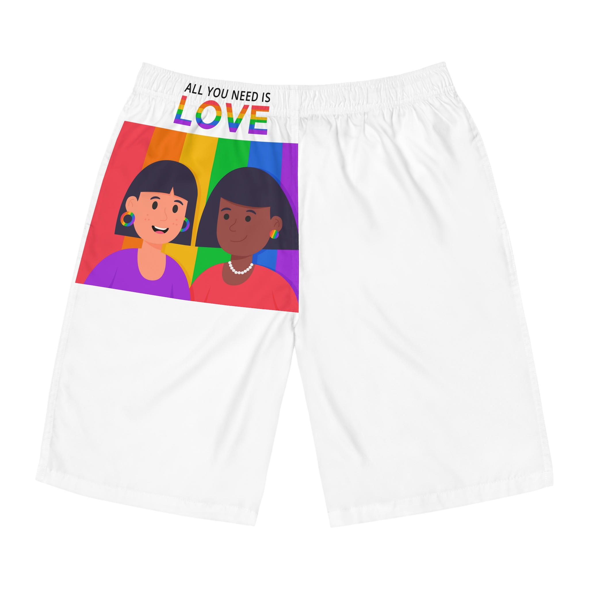 Flat Pride Day Illustration Mens Board Shorts Aop