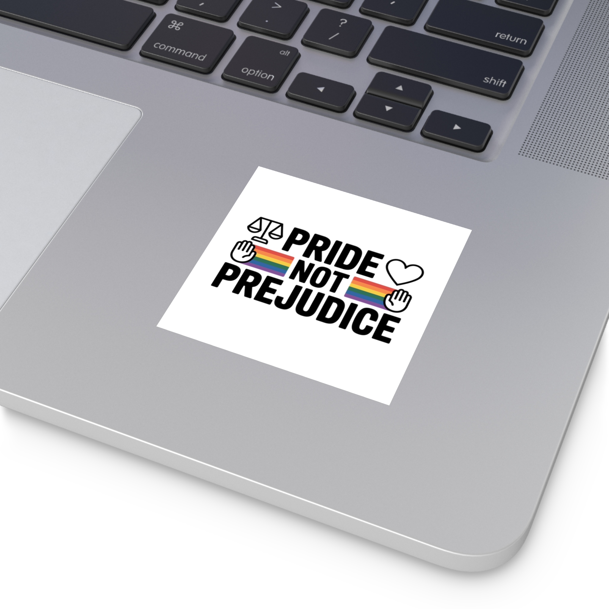 Pride Prejudice T Shirt Design Isolated White Background 21 Laminate Stickers Square - Image 3