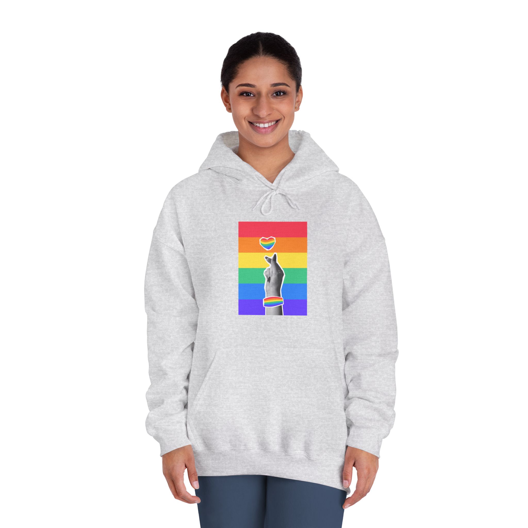 Lgbtq Trendy Retro Collage Halftone Hands Unisex Dryblend Hooded Sweatshirt - Image 8