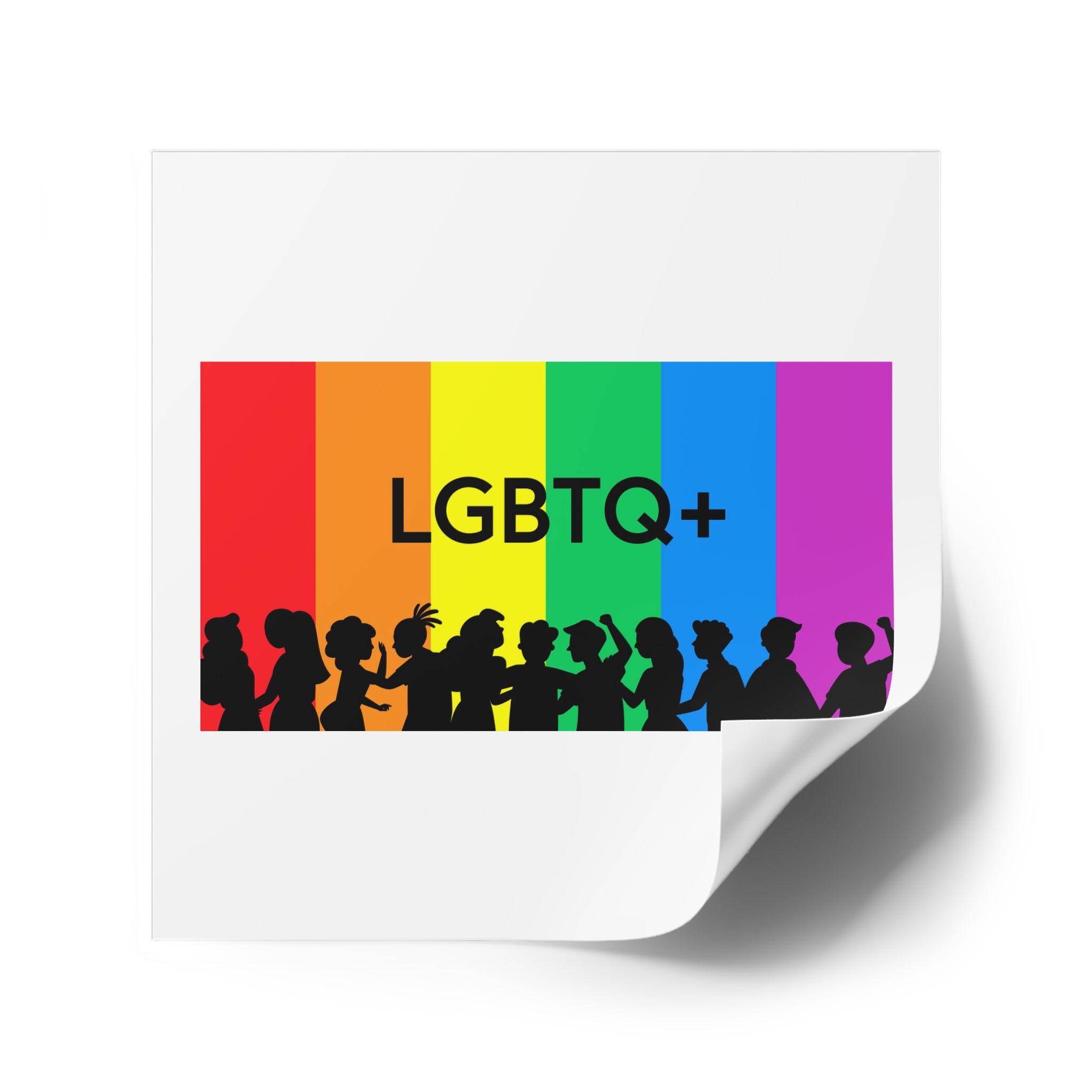 Rainbow Lgbt Lgbtqia Pride Flag Sign Flat Icon Laminate Stickers Square - Image 34