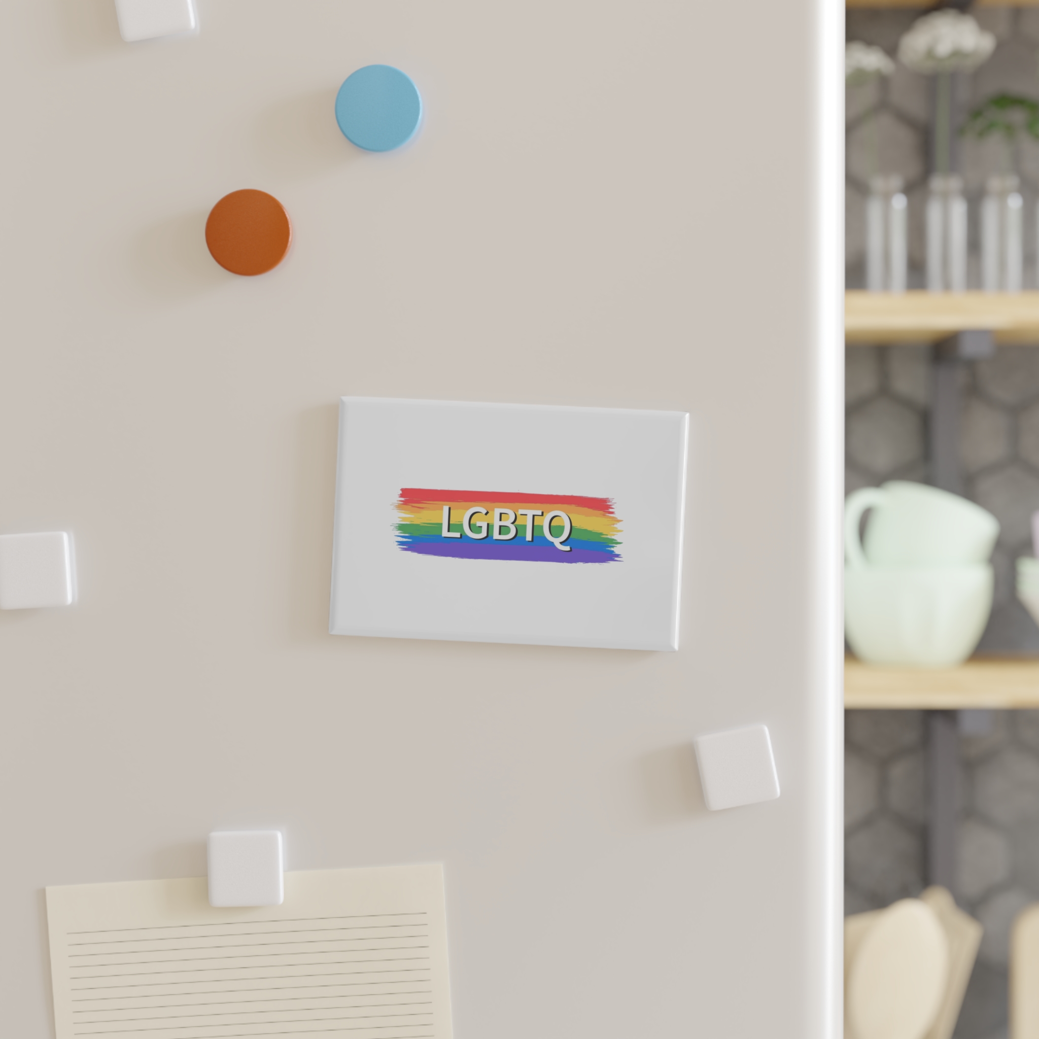 Lgbtq Rainbow Flag Pride Month June Colorful Brush Stroke Lgbtq Flag Vector Illustration Button Magnet Rectangle 1 And 10 Pcs - Image 3