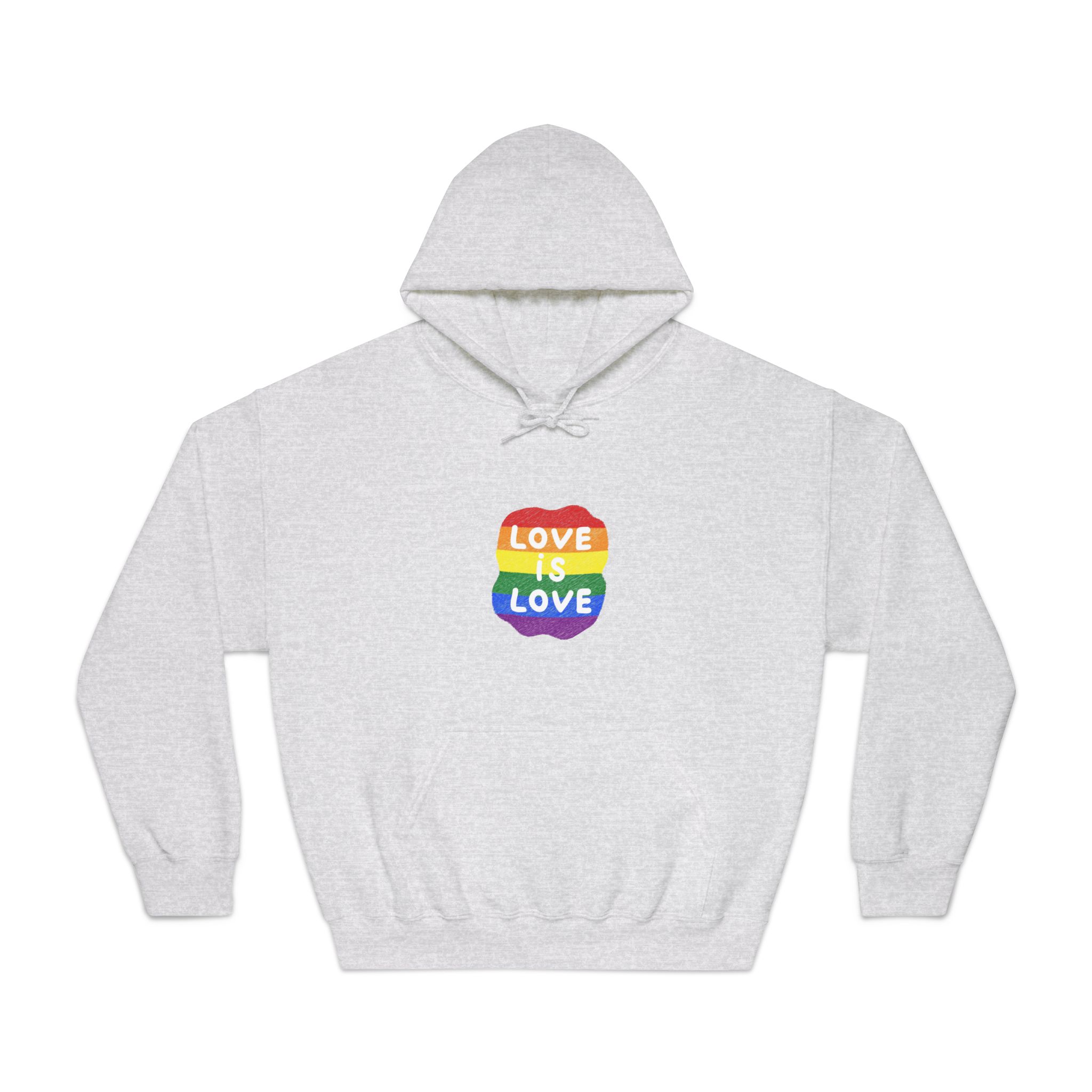 Love Is Love Lgbtq Pride Rainbow Poster Slogan Unisex Dryblend Hooded Sweatshirt - Image 5