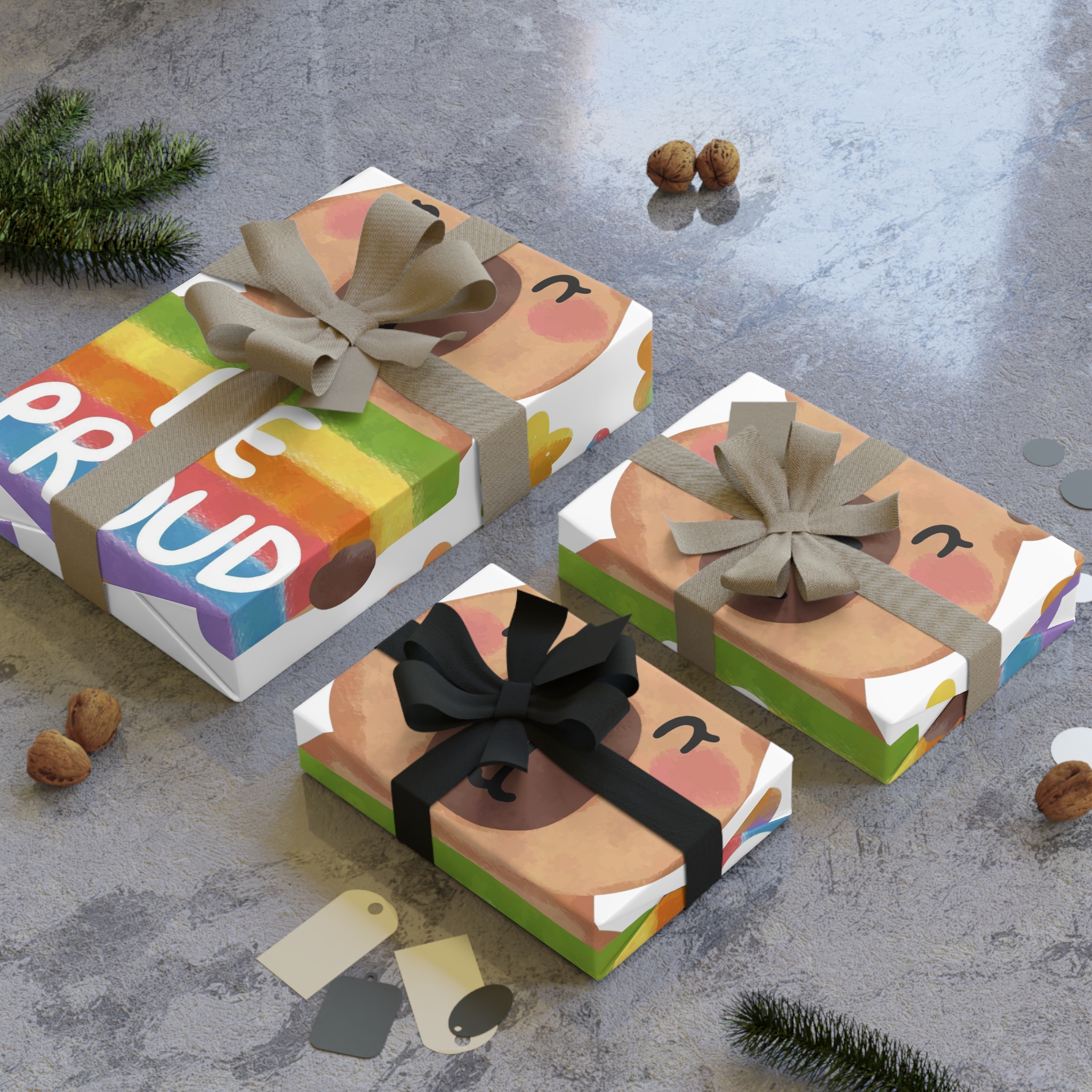 Cute Capybara Holding Be Proud Rainbow Flag Illustration Gift Wrapping Paper Rolls 1pc - Image 4