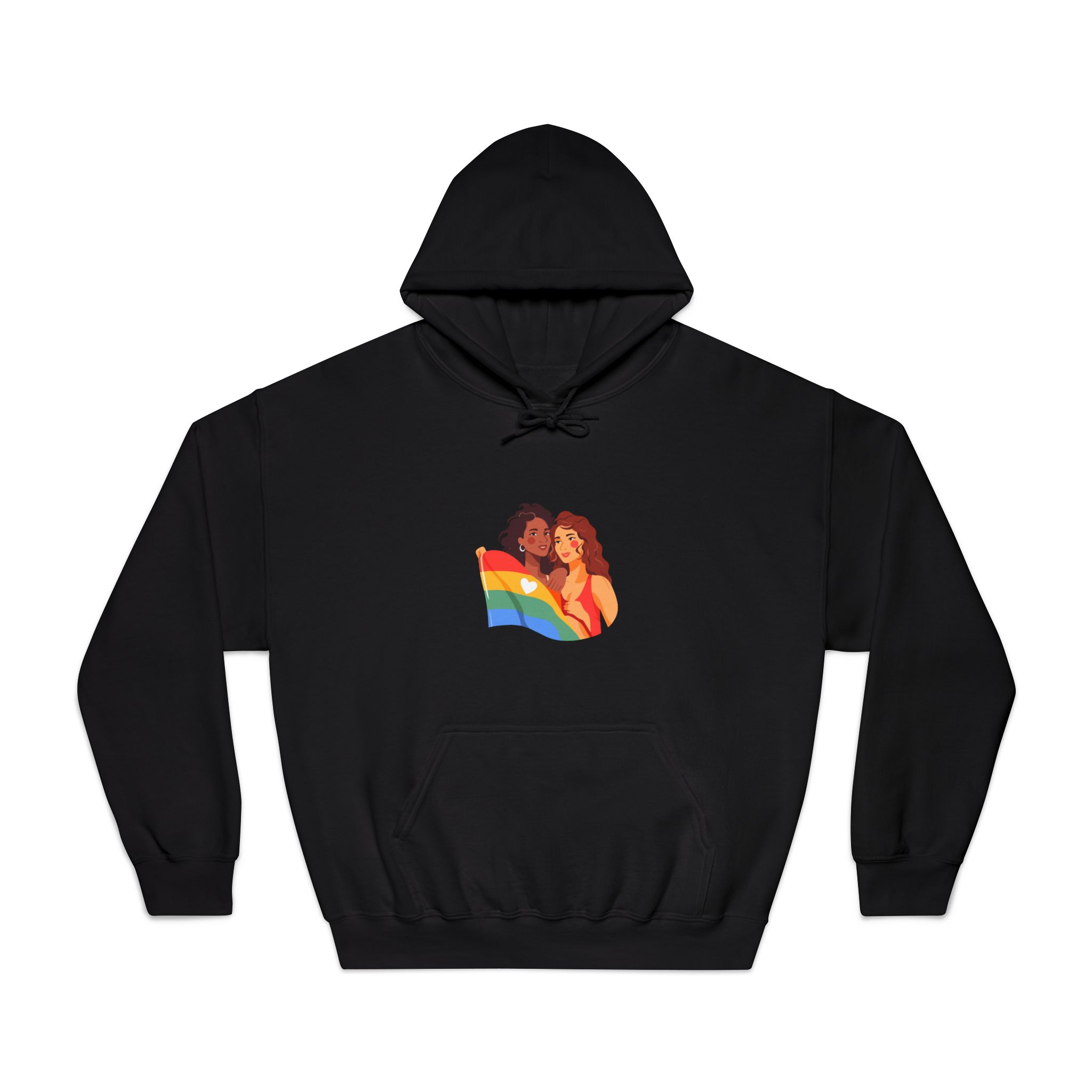Portrait Lesbian Couple With Rainbow Flag Concept Lgbtq Unisex Dryblend Hooded Sweatshirt - Image 9
