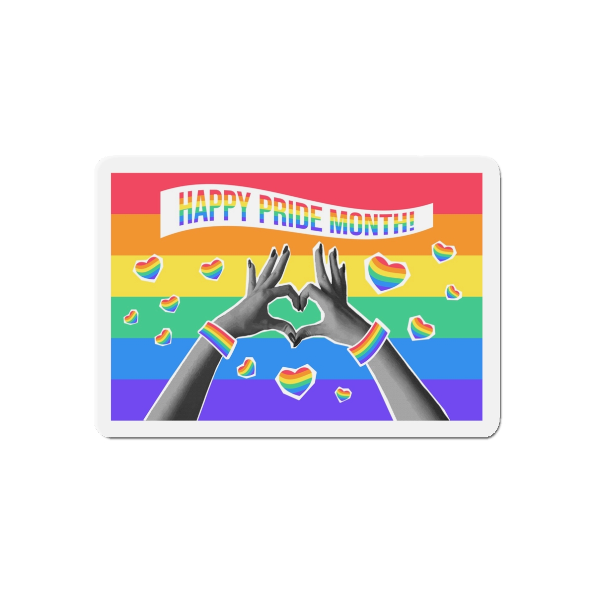Lgbtq Pride Month Card Y2k Style Trendy Retro Collage Halftone Hands Die Cut Magnets - Image 4
