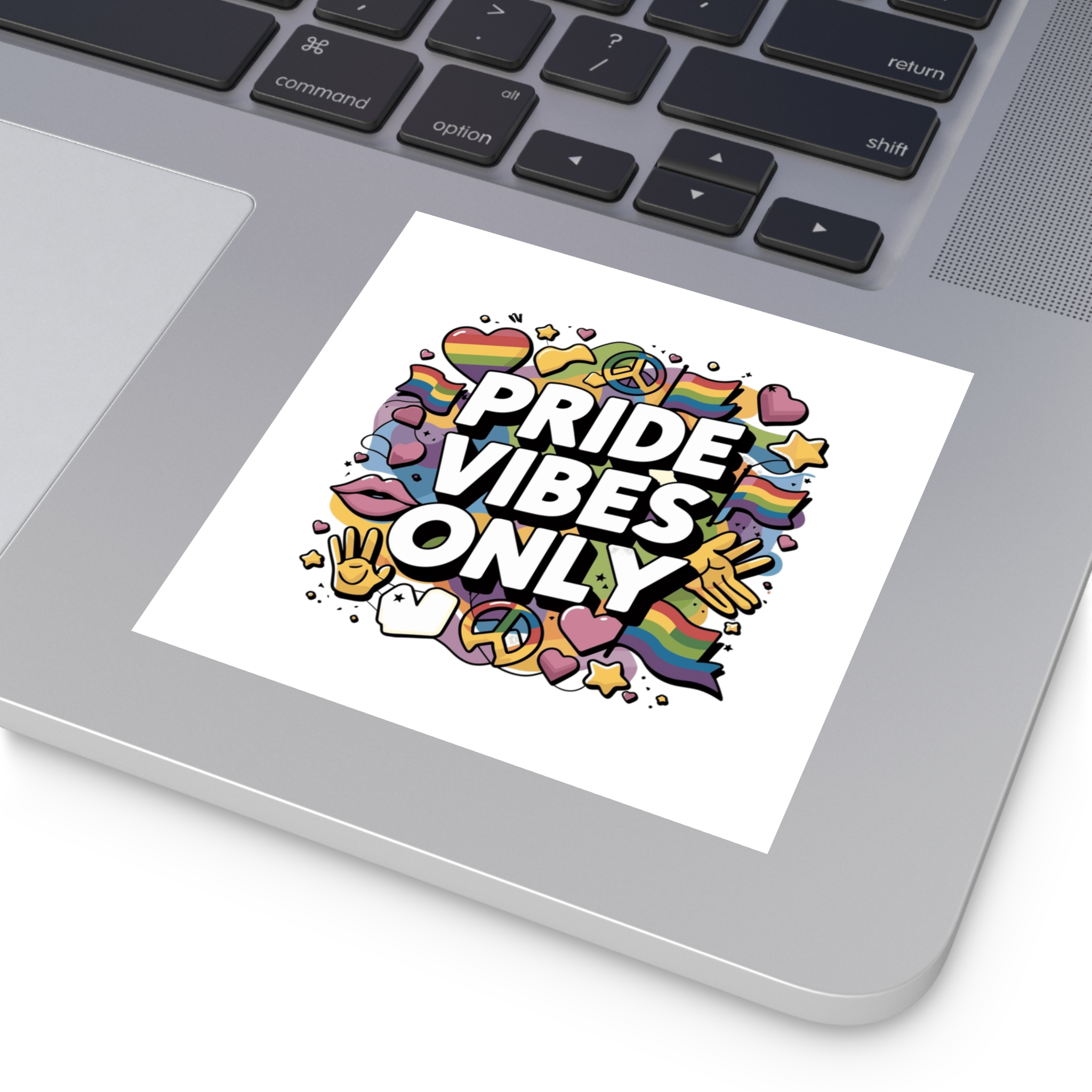 Pride Vibes Only T Shirt Design Isolated White Background Laminate Stickers Square - Image 31