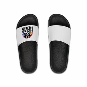 Pride Prejudice T Shirt Design Isolated White Background Mens Slide Sandals