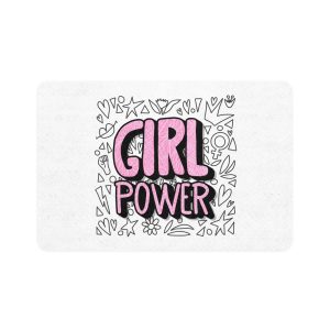 Girl Power Poster Vector Concept Illustration Pet Food Mat 12x18