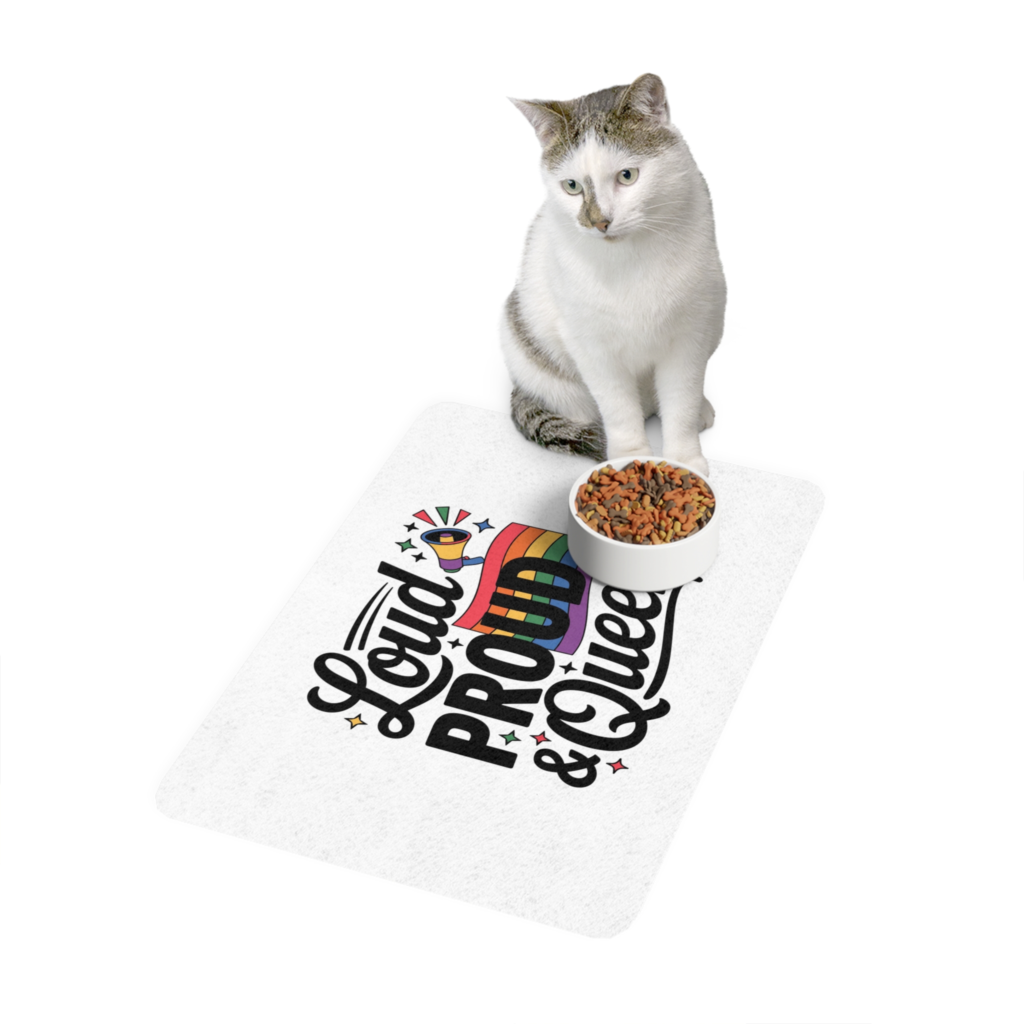 Loud Proud Queer T Shirt Design Isolated White Background2 Pet Food Mat 12x18 - Image 3